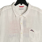 Tommy Bahama Men's 3XL Marlin & Stripes Long Sleeve Linen Shirt White