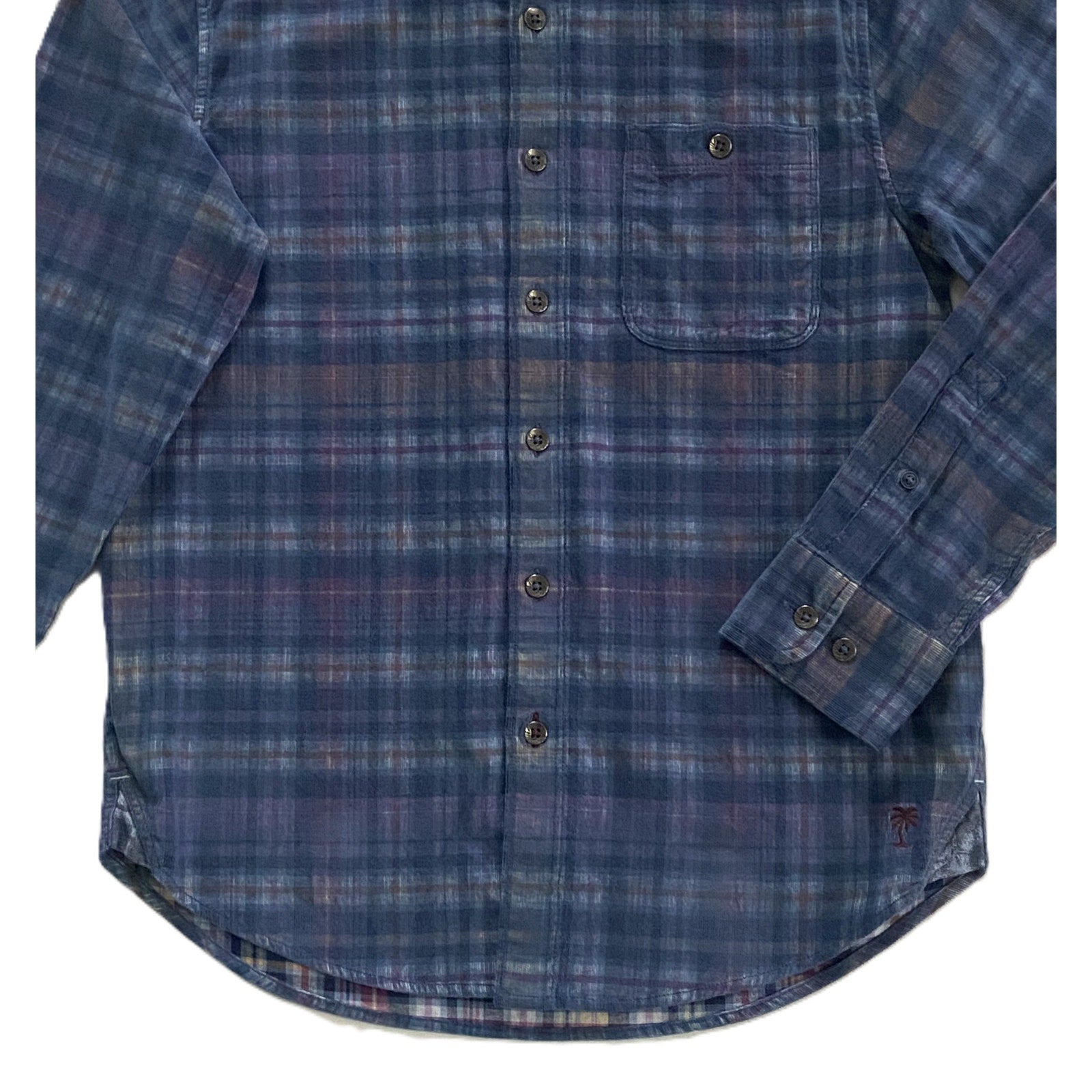 Tommy Bahama Casual Shirt Men's Small Coastline Cord Check Island Navy