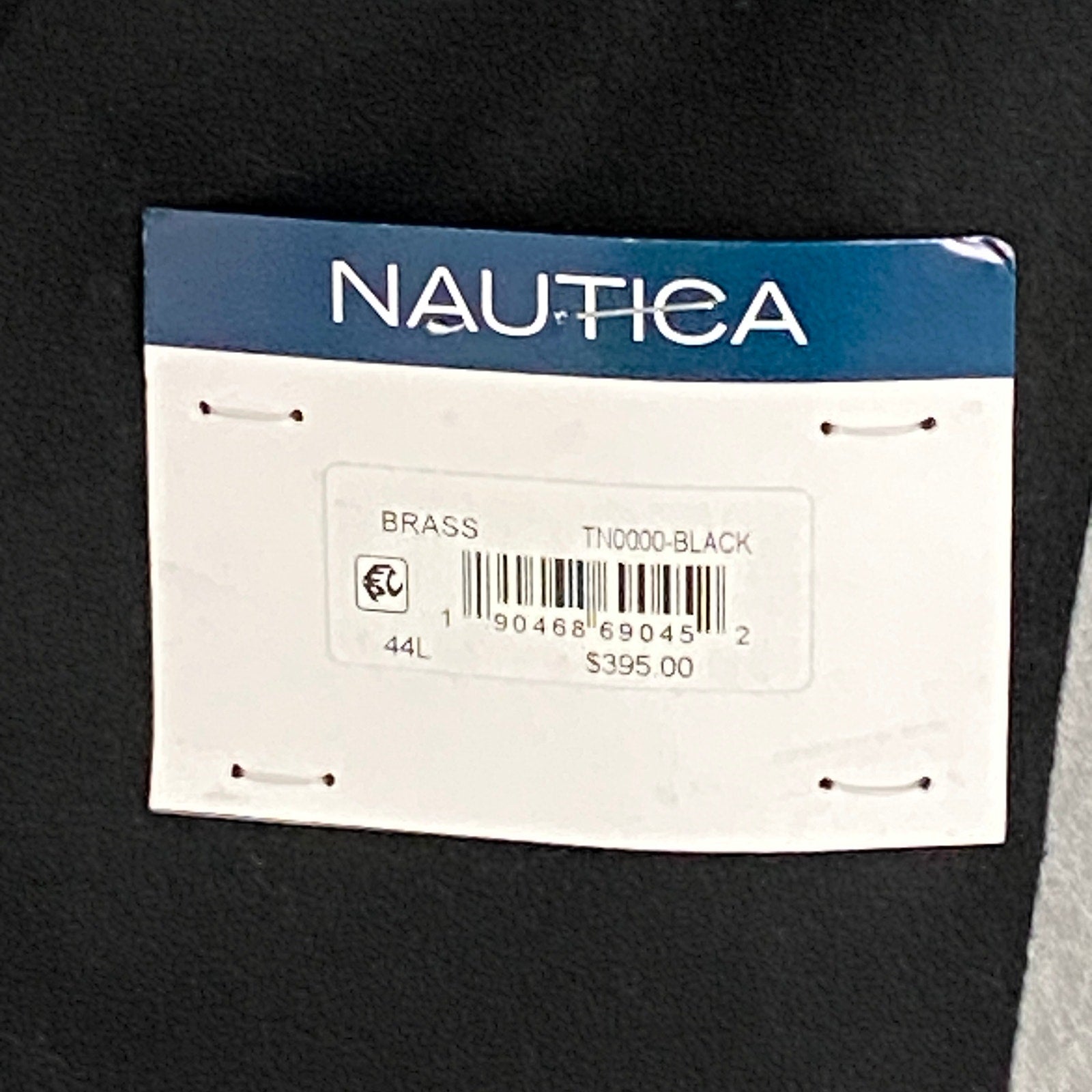 Nautica Men's 44 Long Overcoat Double-Breasted Wool Blend Lined Solid Black