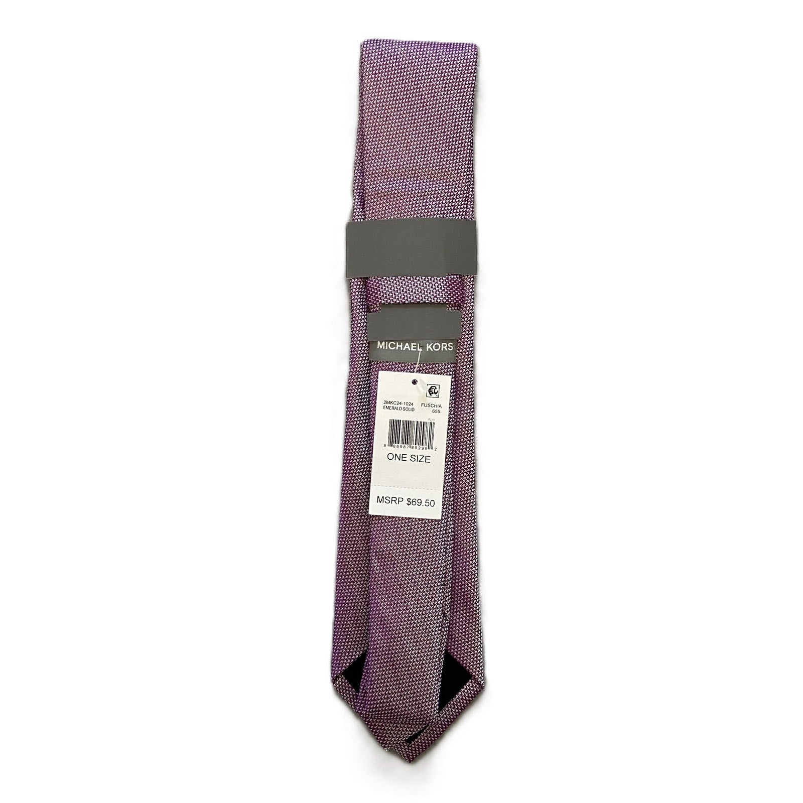 Michael Kors Necktie 3" Fuschia Emerald Solid Standard Length Silk Blend