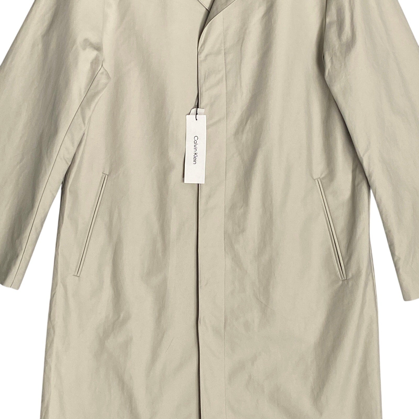 Calvin Klein Trench Coat Men's Medium Classic Style Raincoat Abbey Stone