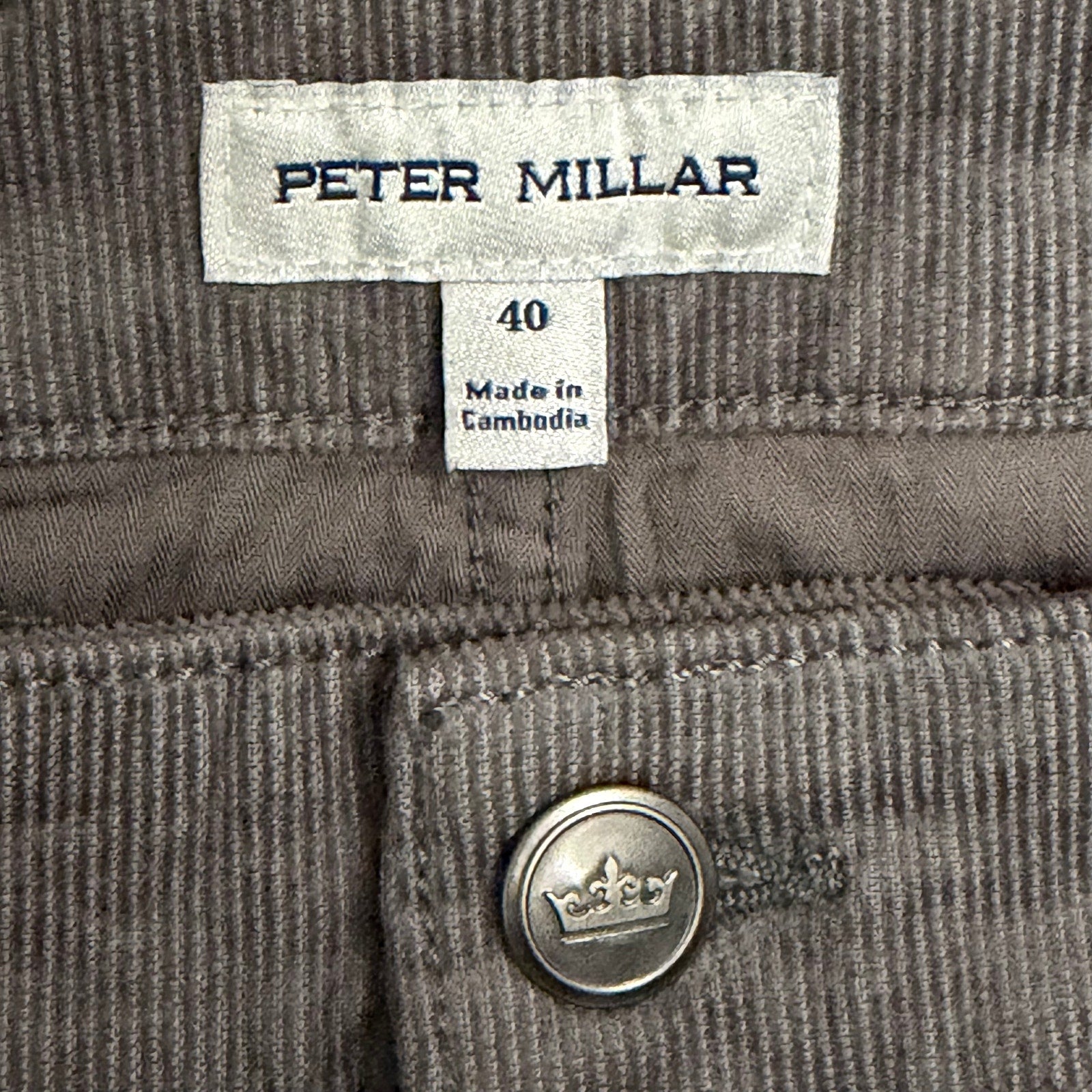 Peter Millar Pants Men's 40"x33" Superior Soft Corduroy 5-Pocket Oslo Grey NWT