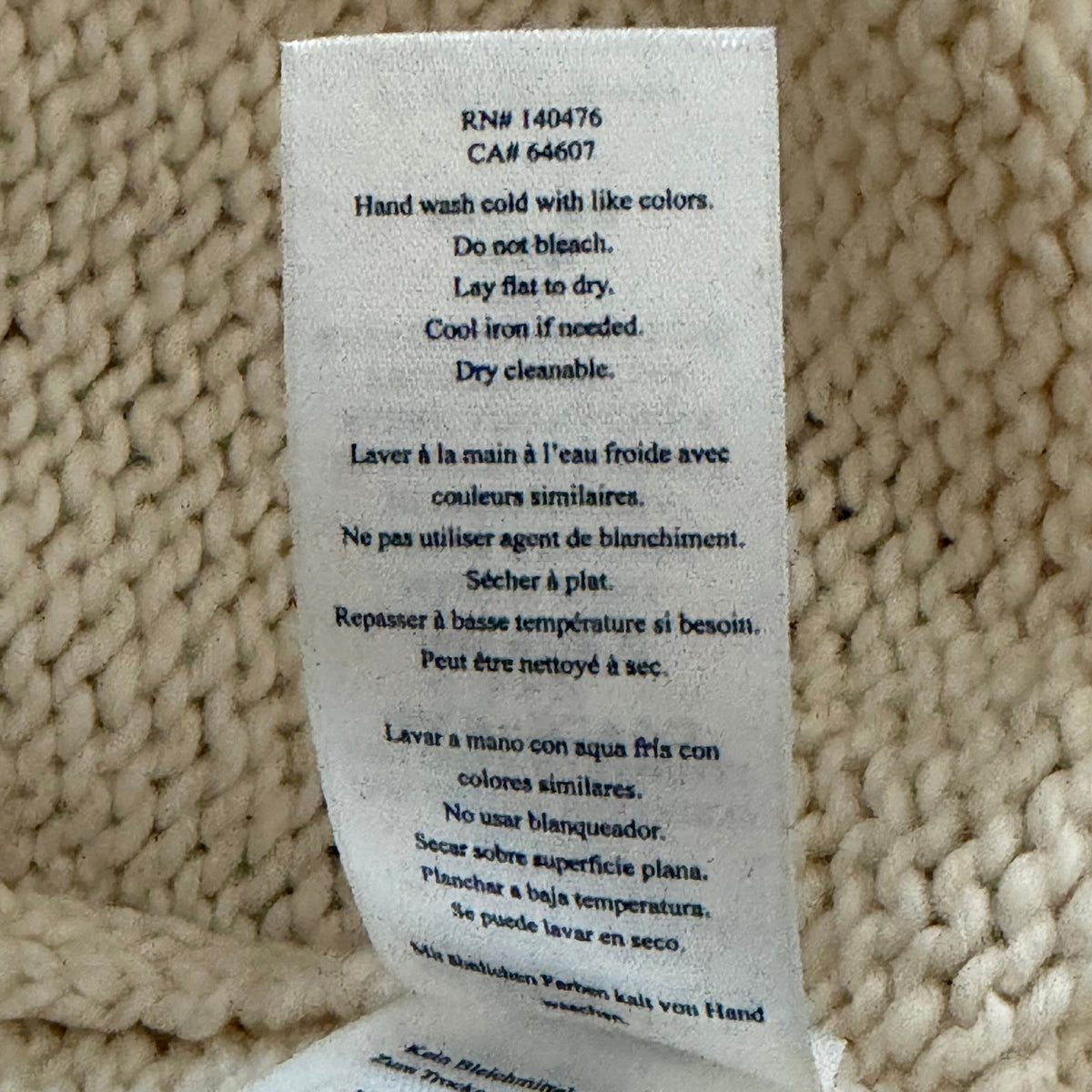 Faherty Heirloom Cotton Sweater Men's 2XLT Organic Cotton Crew Neck Bone