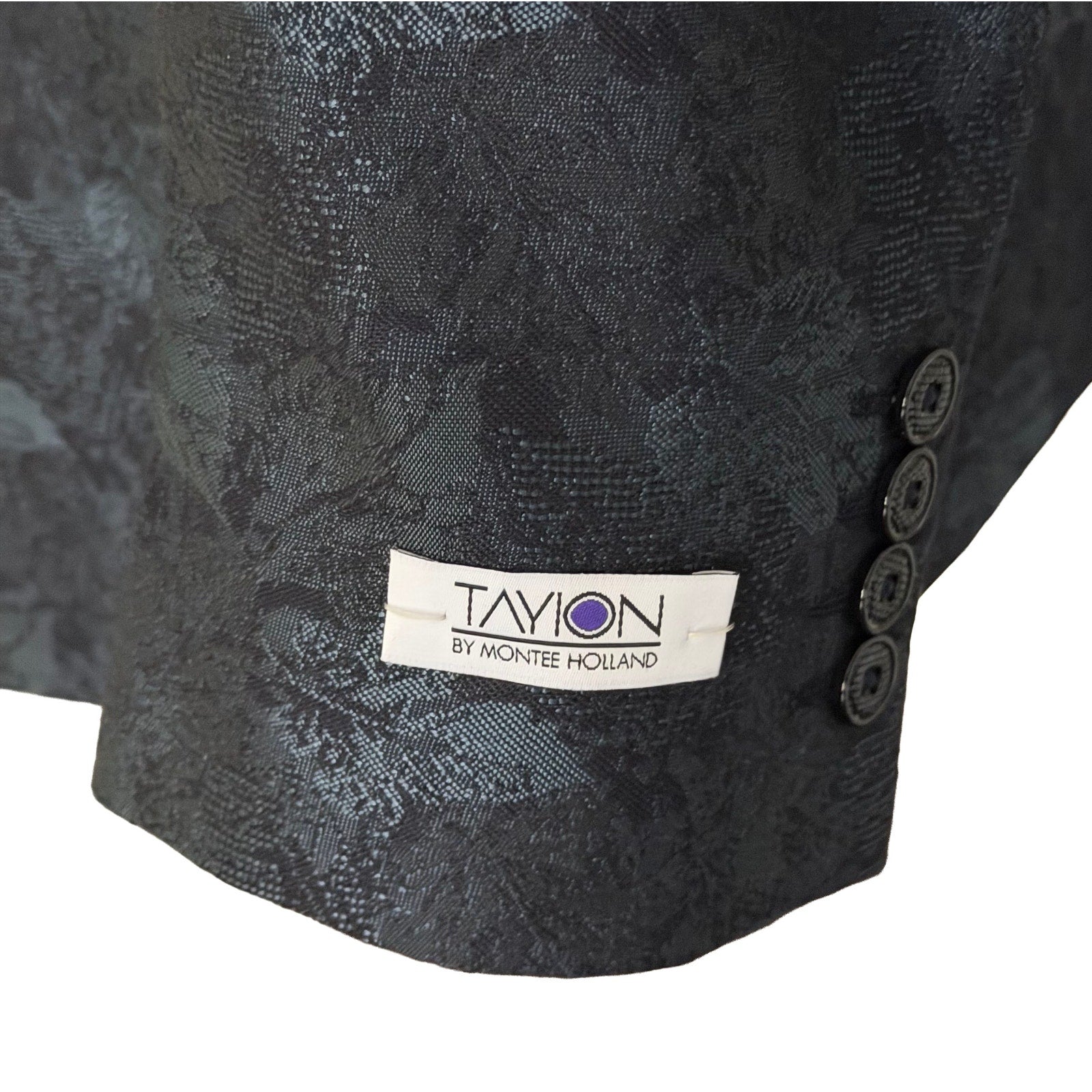 Tayion Sport Coat Men's 44 Short Double-Breasted Jacquard Blue Navy