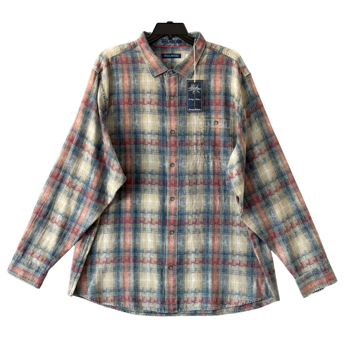 Tommy Bahama Shirt Men's 3XLT Big & Tall Long Slv Palo Alto Plaid Shellrossa