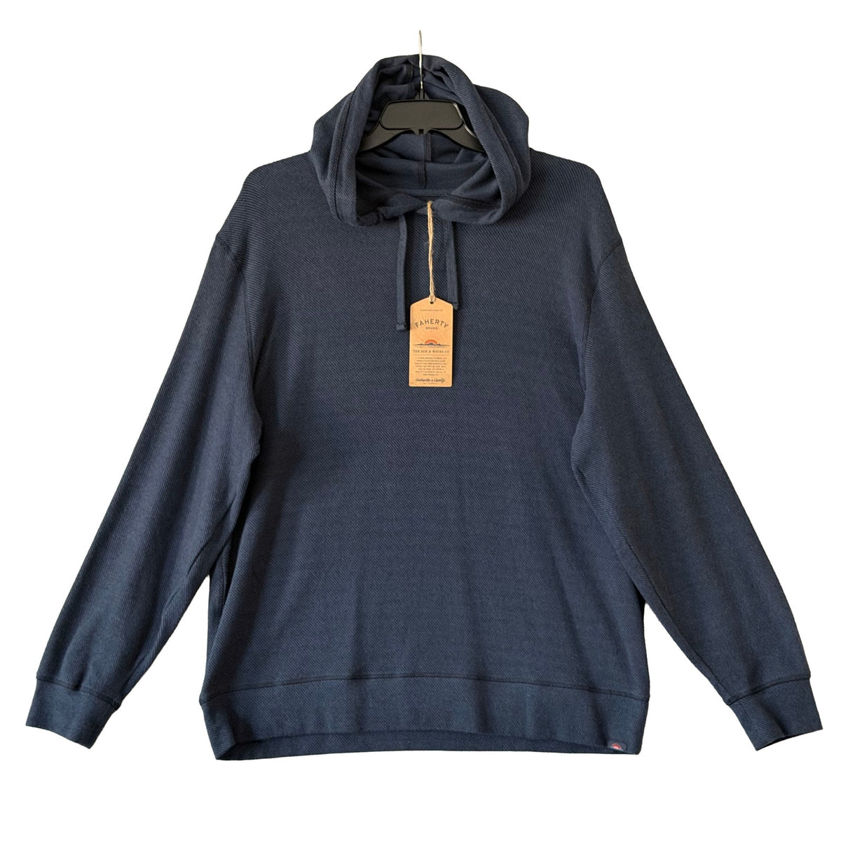 Faherty Legend Lounge Sweater Hoodie Men's XXL Organic Cotton Navy Twill