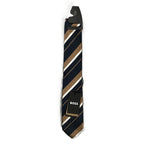 Boss Men's 100% Silk 3" Tie Black Brown White Stripe Made in Italy