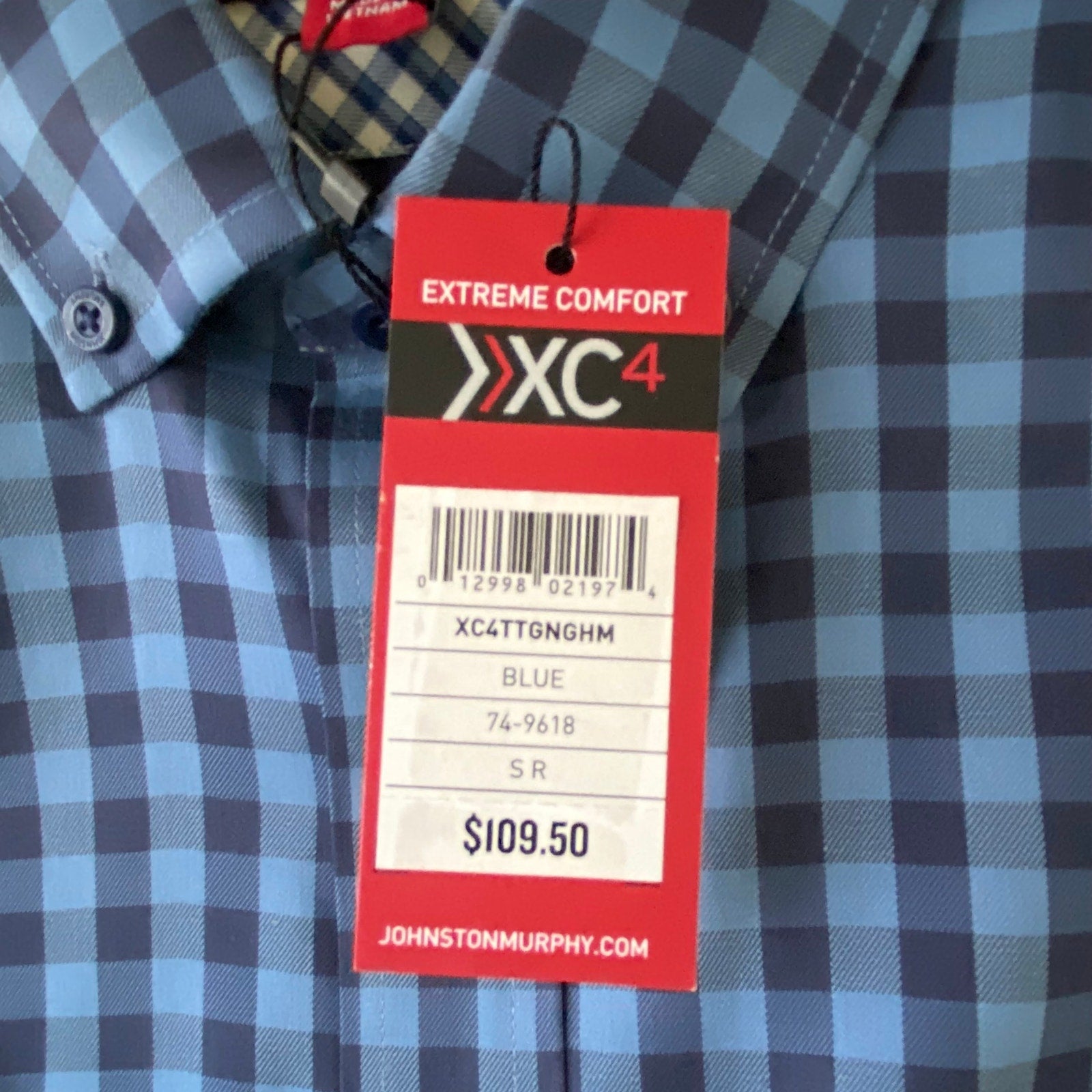 Johnston & Murphy Shirt Men's Small XC4 Extreme Comfort Long Sleeve Blue Ck