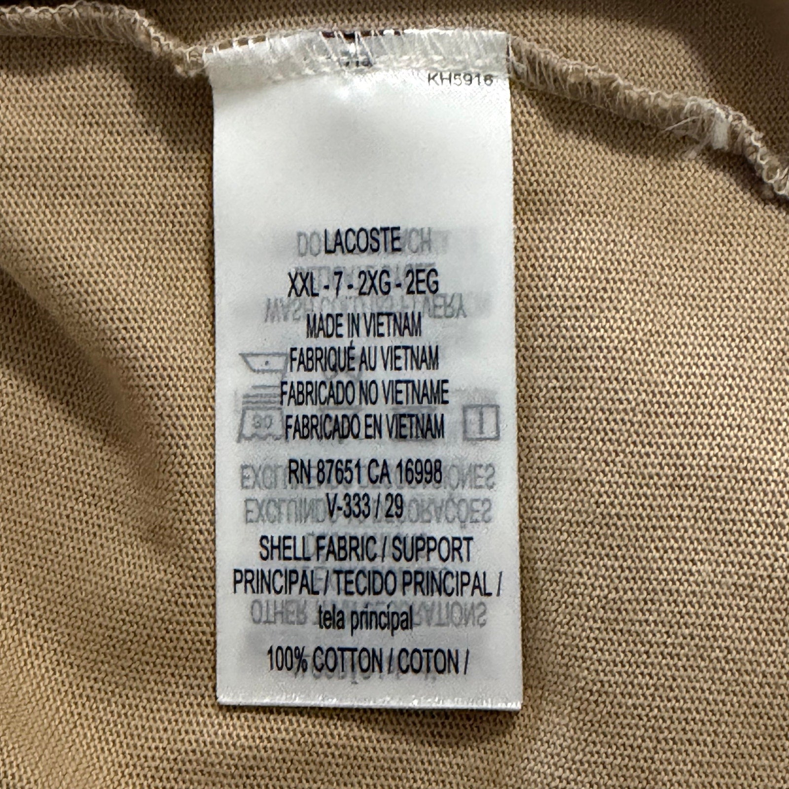 Lacoste Striped Rugby Polo Men's XXL Relaxed Fit Long Sleeve Beige