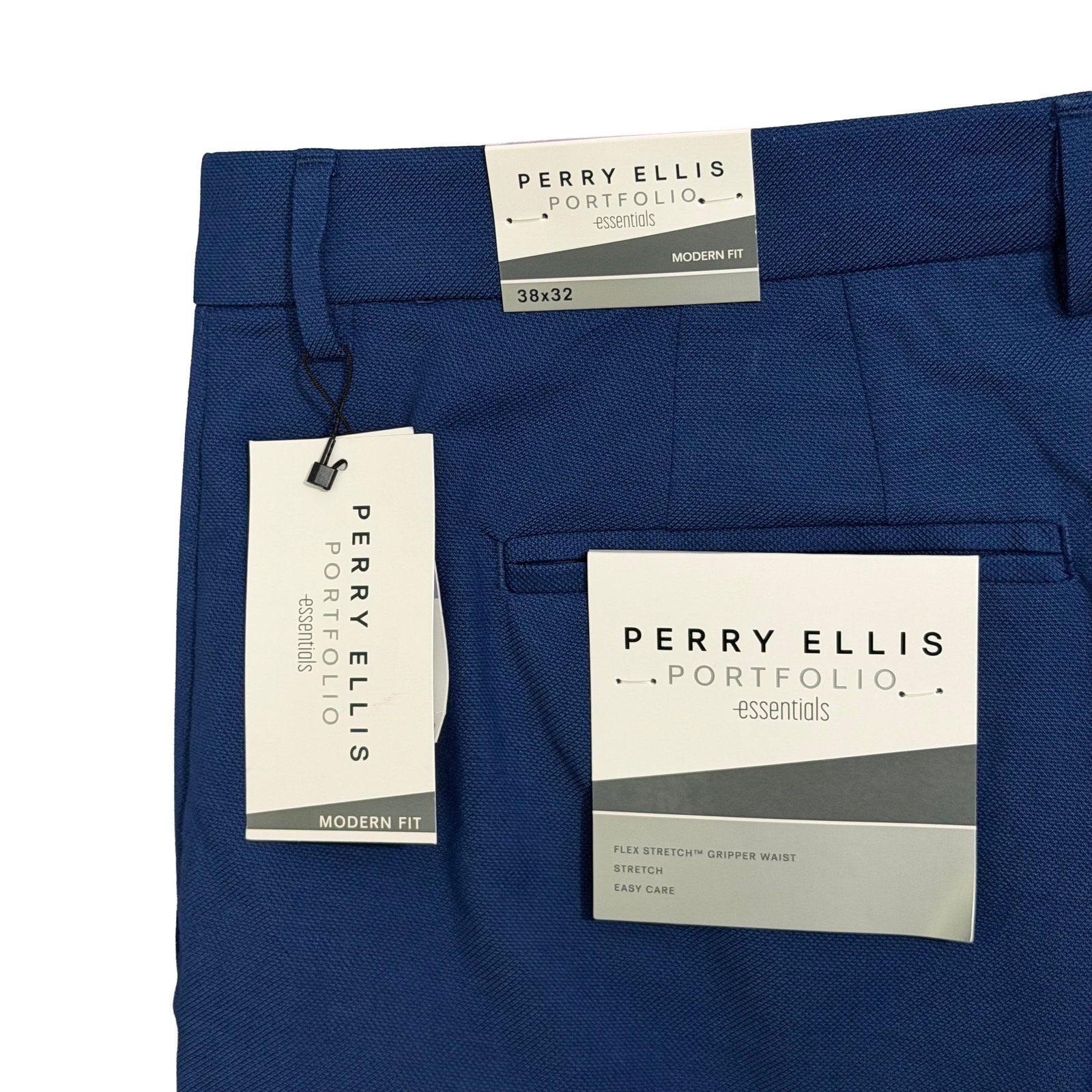 Perry Ellis Portfolio Pants Men's 38"x32" Dress Pants Modern Fit Navy