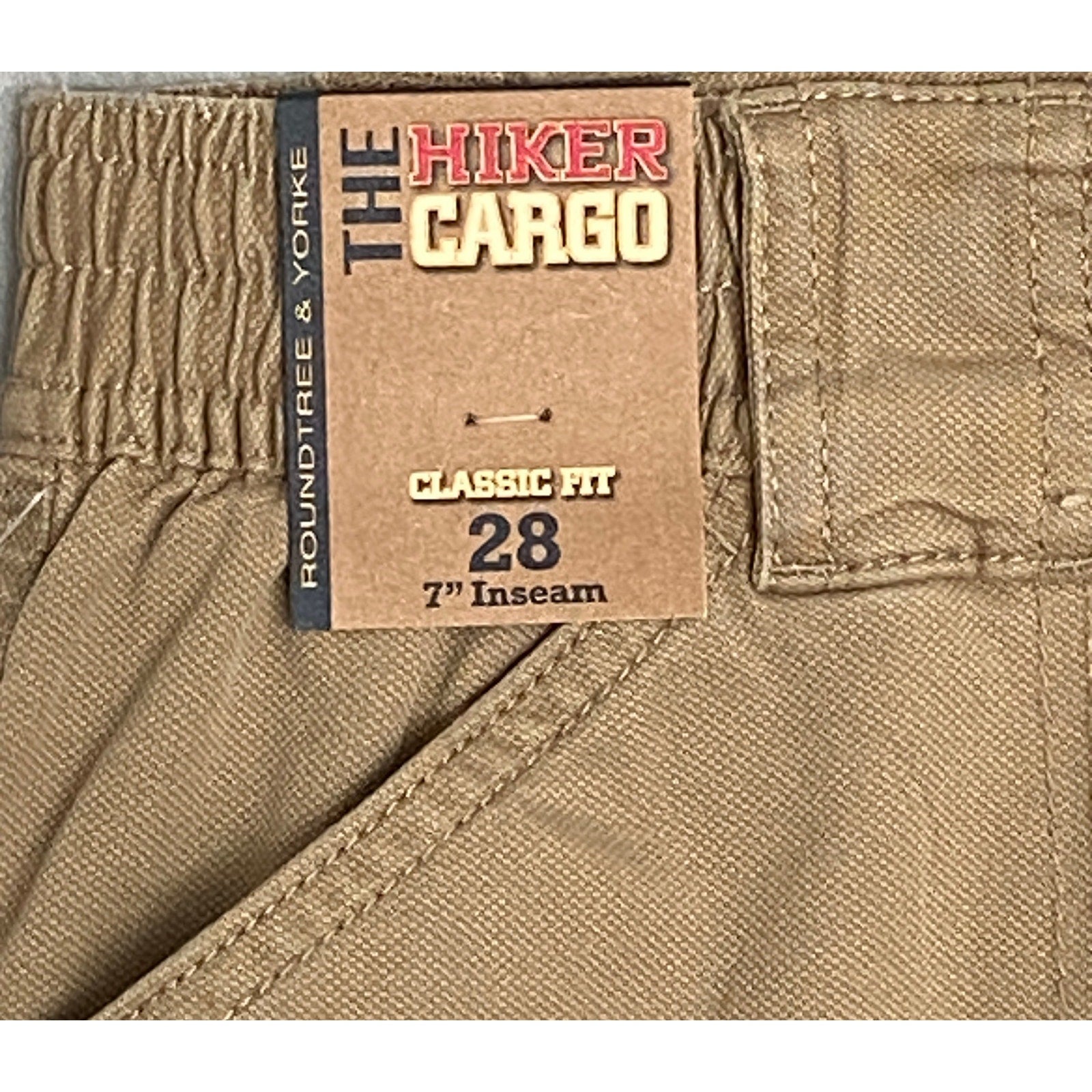 Roundtree & Yorke Shorts Men's 28W Cargo Shorts Classic Fit 7" Inseam Tan