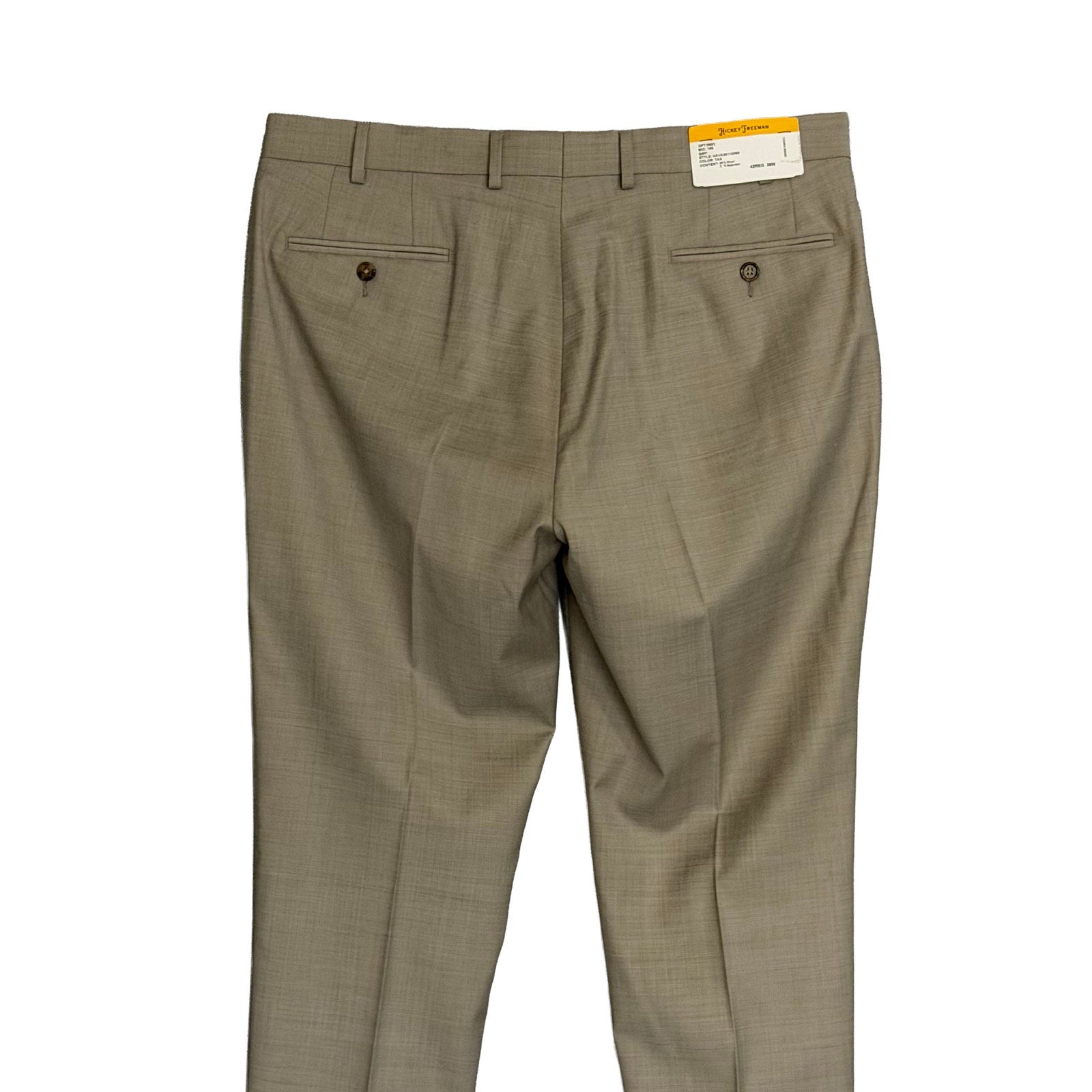 Hickey Freeman Suit Pant Men's 36W Suit Pant Flat Front Stretch Wool Tan