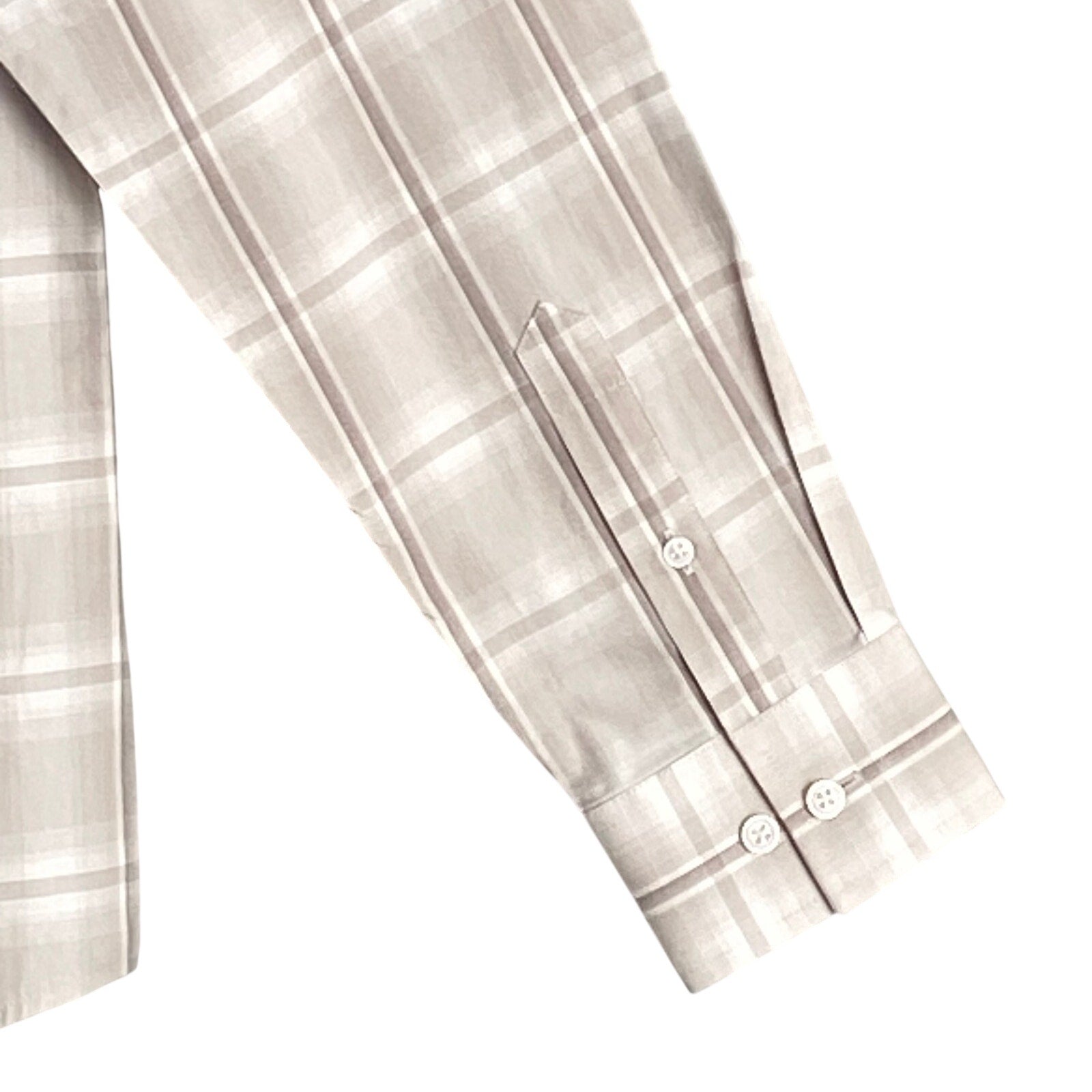 Alfani Dress Shirt Men's Small Button-Up Light Brown Window Pane Cotton
