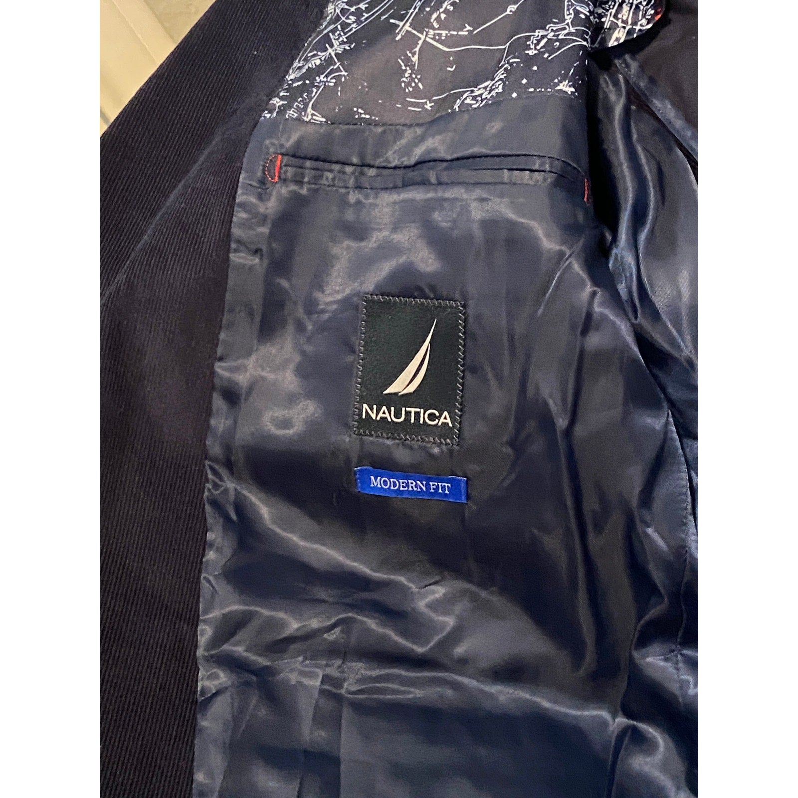 Nautica Sport Coat Men's 46 Regular Corduroy Blazer Modern Fit Navy Blue