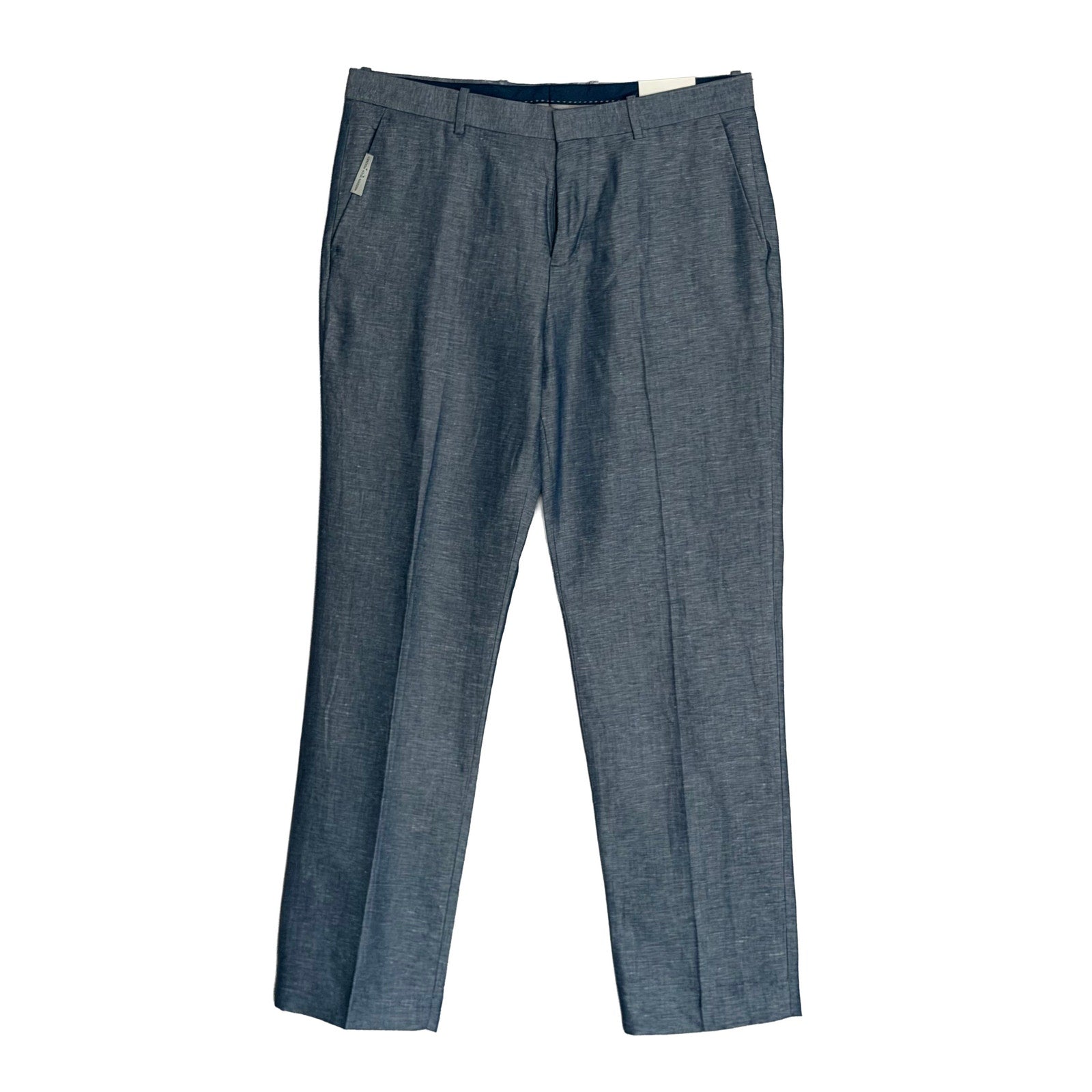 Perry Ellis Portfolio Pants Men's 34"x32" Modern Fit Linen Blend Blueprint