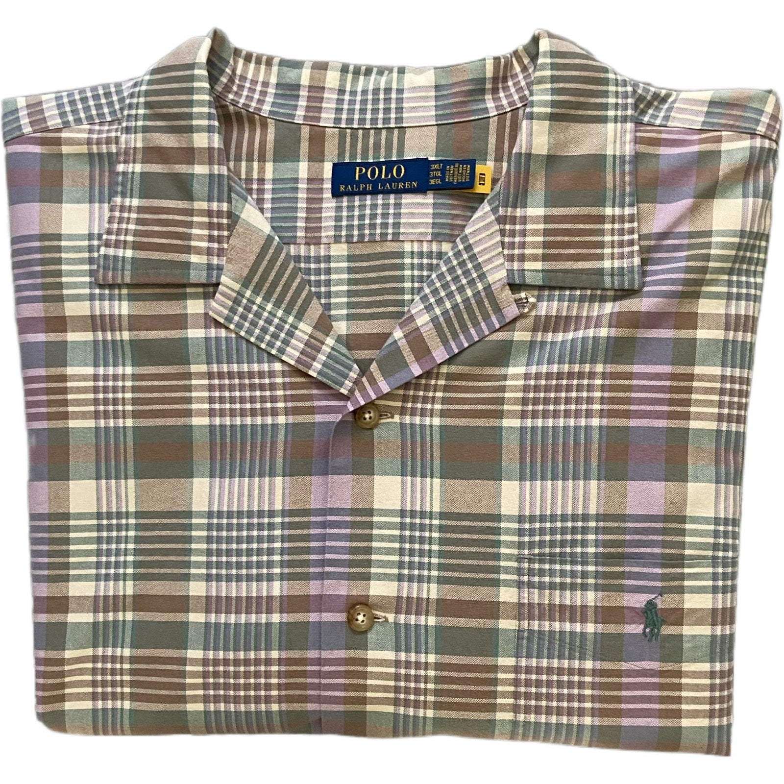 Polo Ralph Lauren Shirt Men's 3XLT Big & Tall Plaid Oxford Camp Shirt