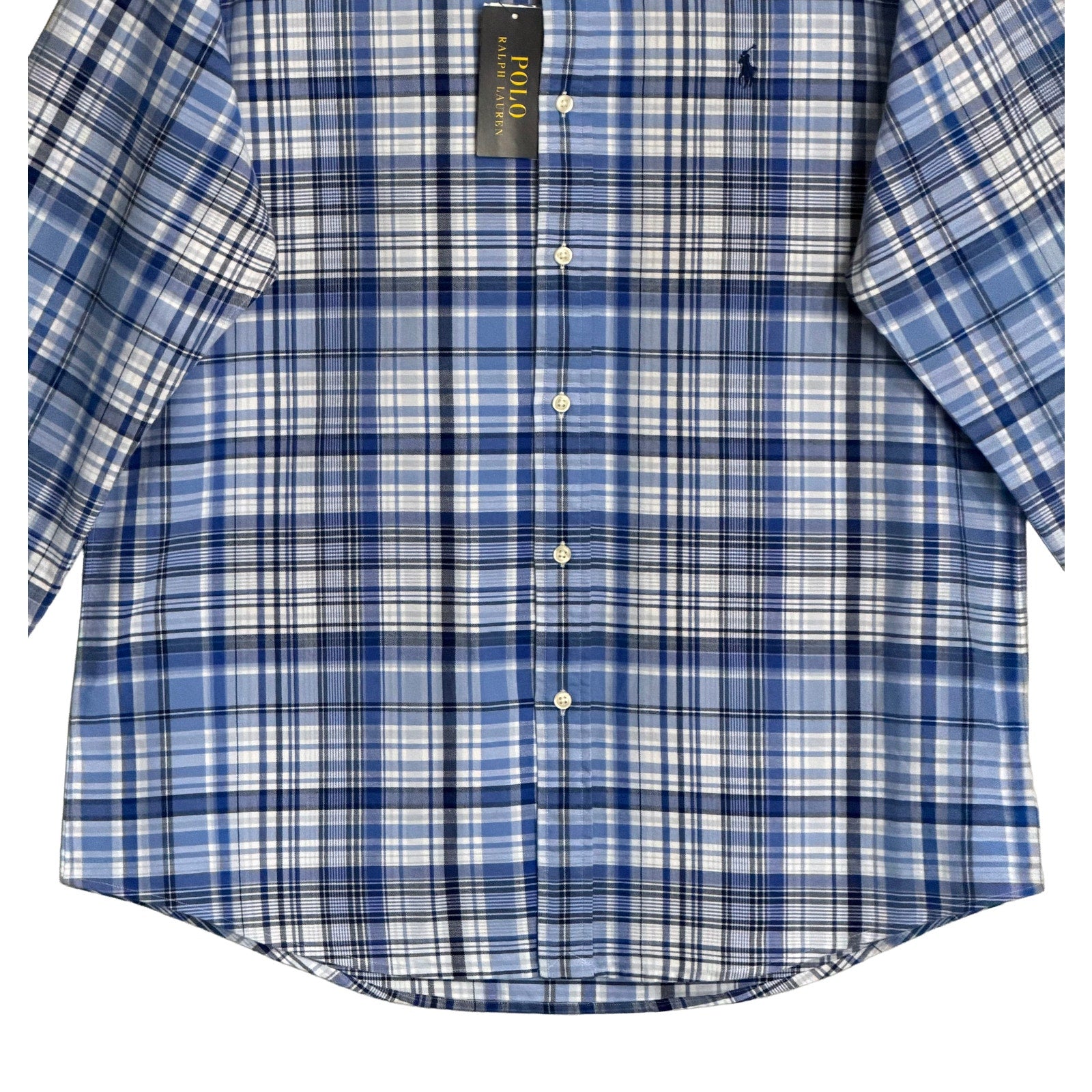 Polo Ralph Lauren Shirt Men's Large Classic Fit Long Sleeve Blue Plaid