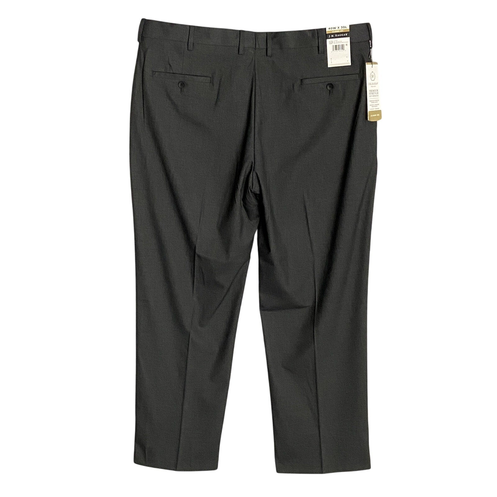 Haggar Premium Suit Pants Men's 40x30 Classic Fit Stretch Fabric Gray