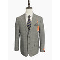 Tallia Verdello Suit Jacket Men's 40 Regular Stretch Wool Cream/Brown Plaid