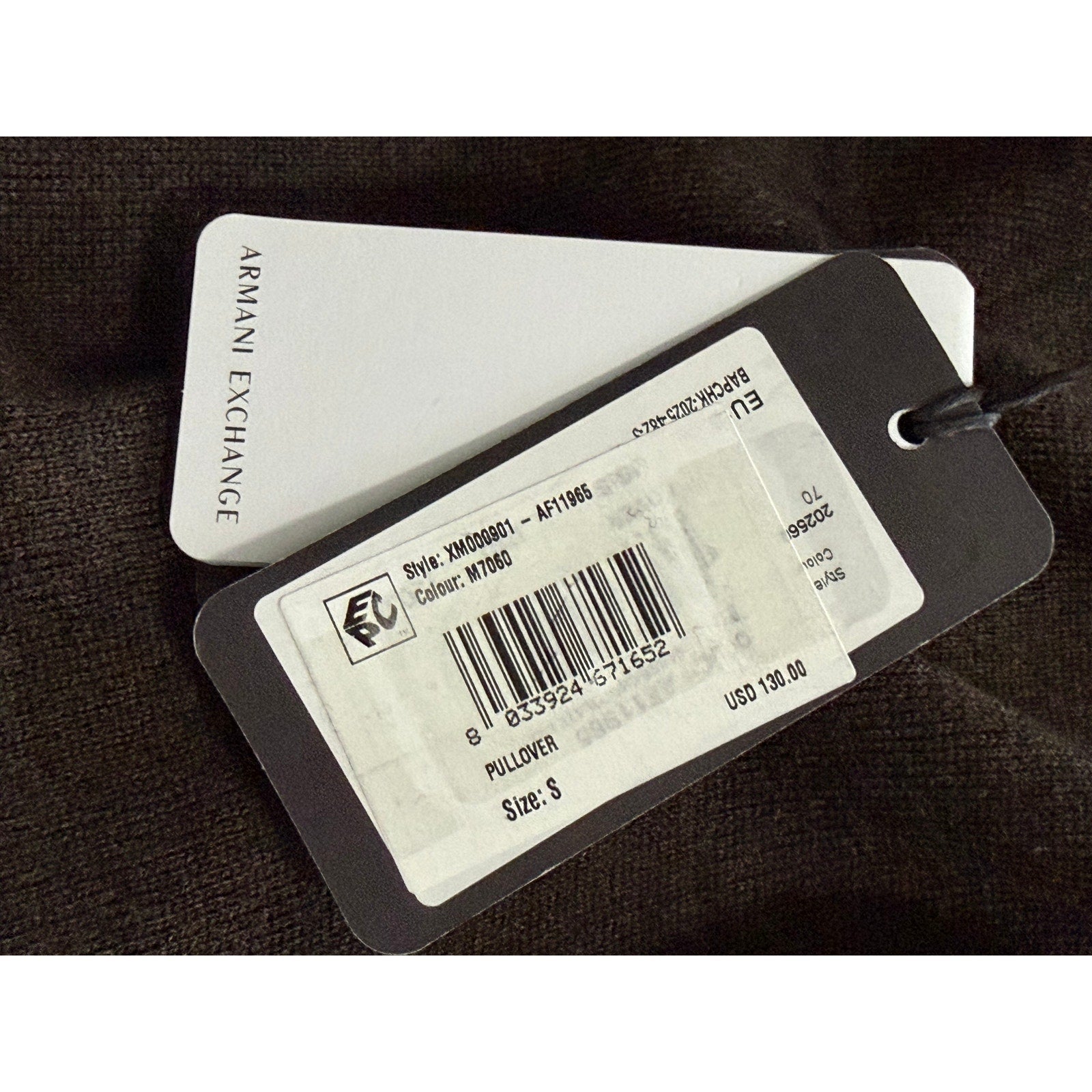 Armani Exchange Sweater Men's Small Crew Neck Lightweight Wool Color-Block