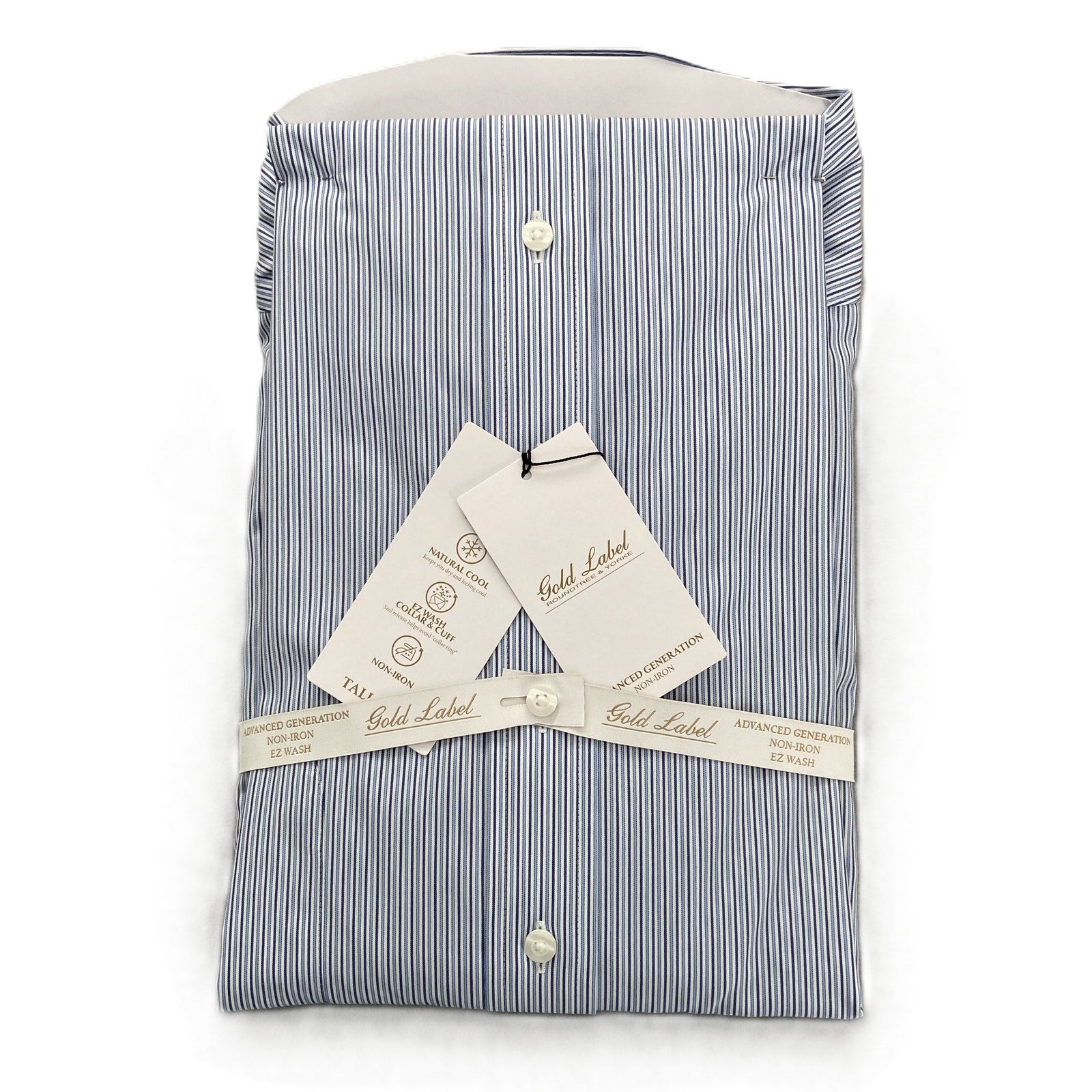 Roundtree & Yorke Shirt Big & Tall Men's 20 36/37 Blue Pinstripe Dress Shirt