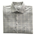 Calvin Klein Dress Shirt Men's Large Steel+ Regular Fit Stretch Grey Plaid