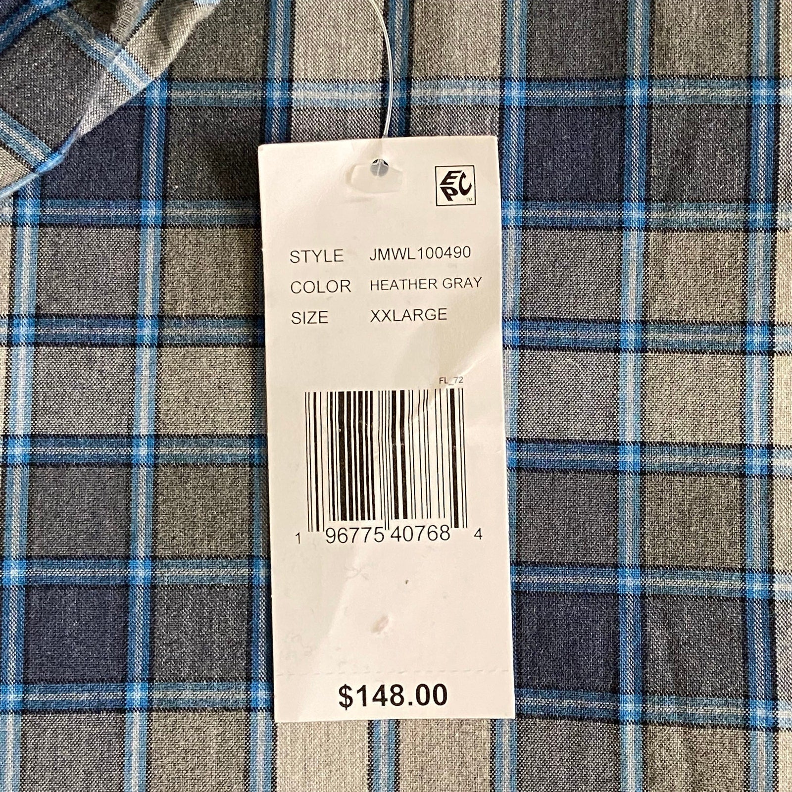 Johnnie-O Shirt Men's XXL Long Sleeve Button-Down Shirt Heather Gray Check