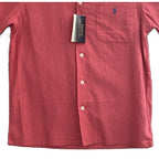 Polo Ralph Lauren Shirt Men's Small Classic Fit Short Slv Linen Blend Red