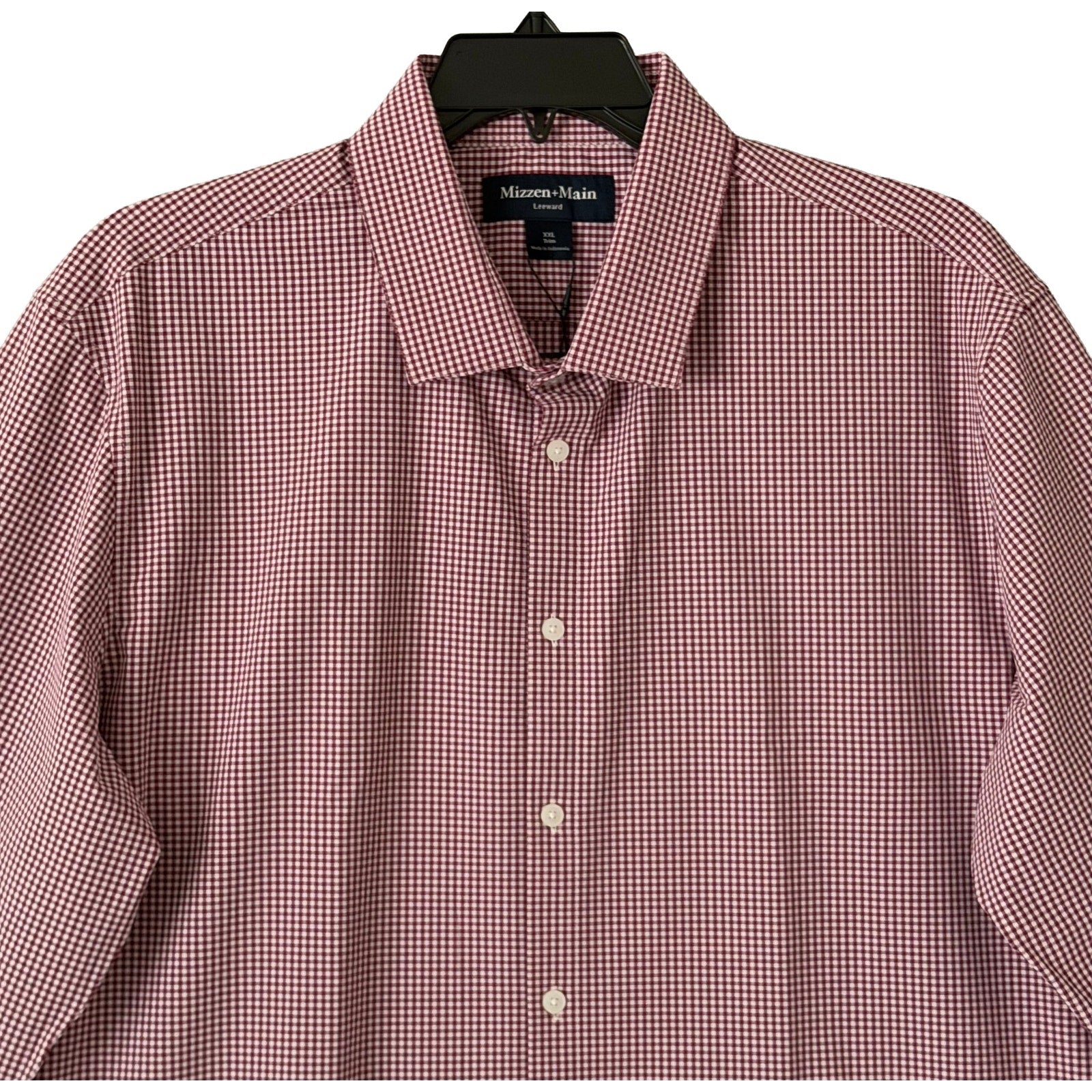 Mizzen+Main Shirt Men's XXL Leeward Trim Fit Long Slv Mulberry Ian Gingham