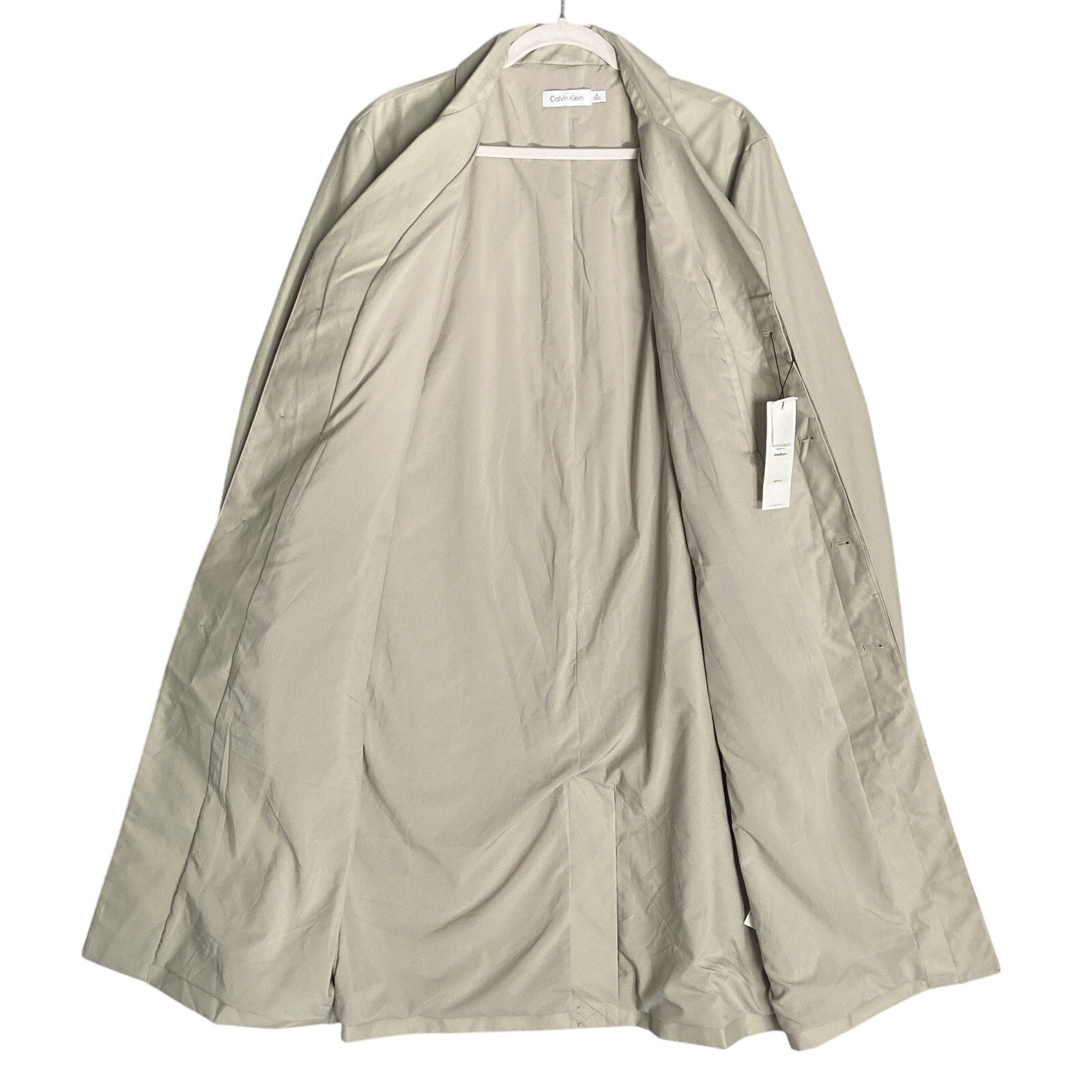 Calvin Klein Trench Coat Men's Medium Classic Style Raincoat Abbey Stone