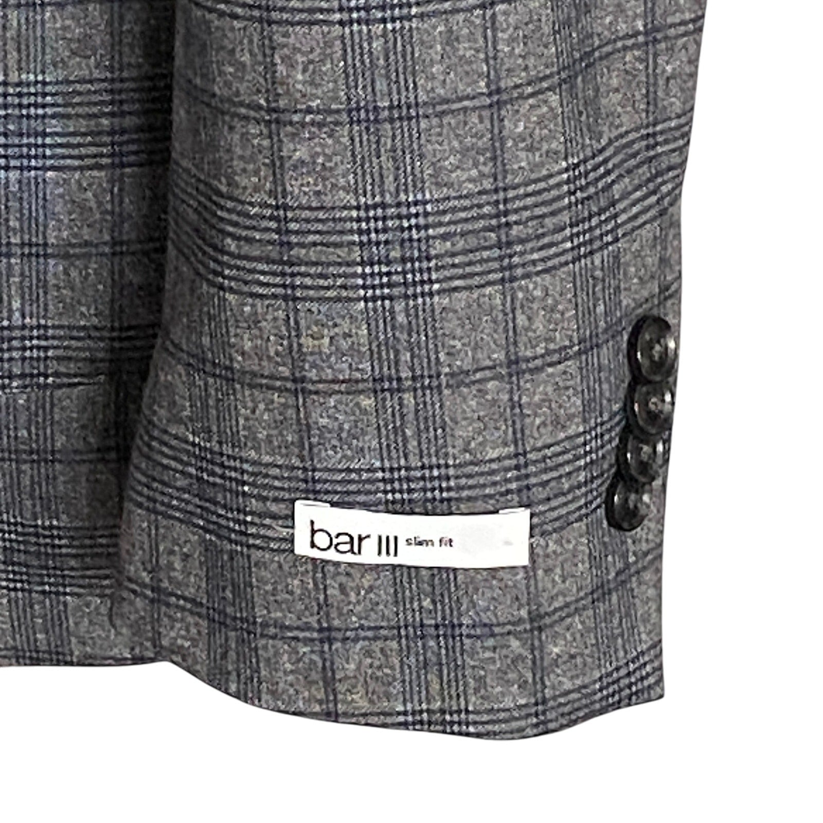 Bar III Sport Coat Men's 40 Long Slim Fit Stretch Fabric Grey Check