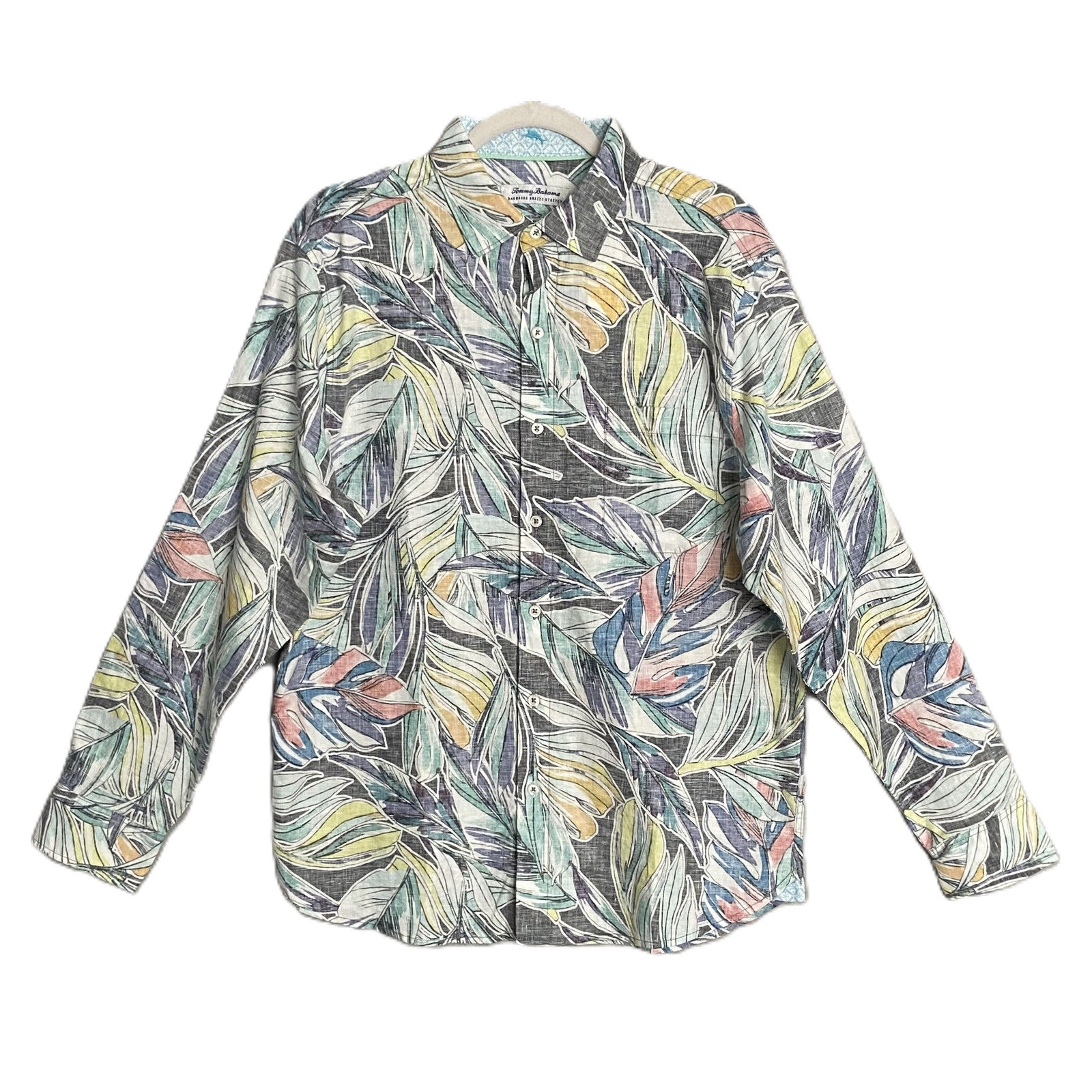 Tommy Bahama Shirt Men's XL "Barbados Breeze Stretch" Vines Linen Blend