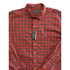 Polo Ralph Lauren Shirt Men's 3XLT Big & Tall Long Sleeve Red Navy Check