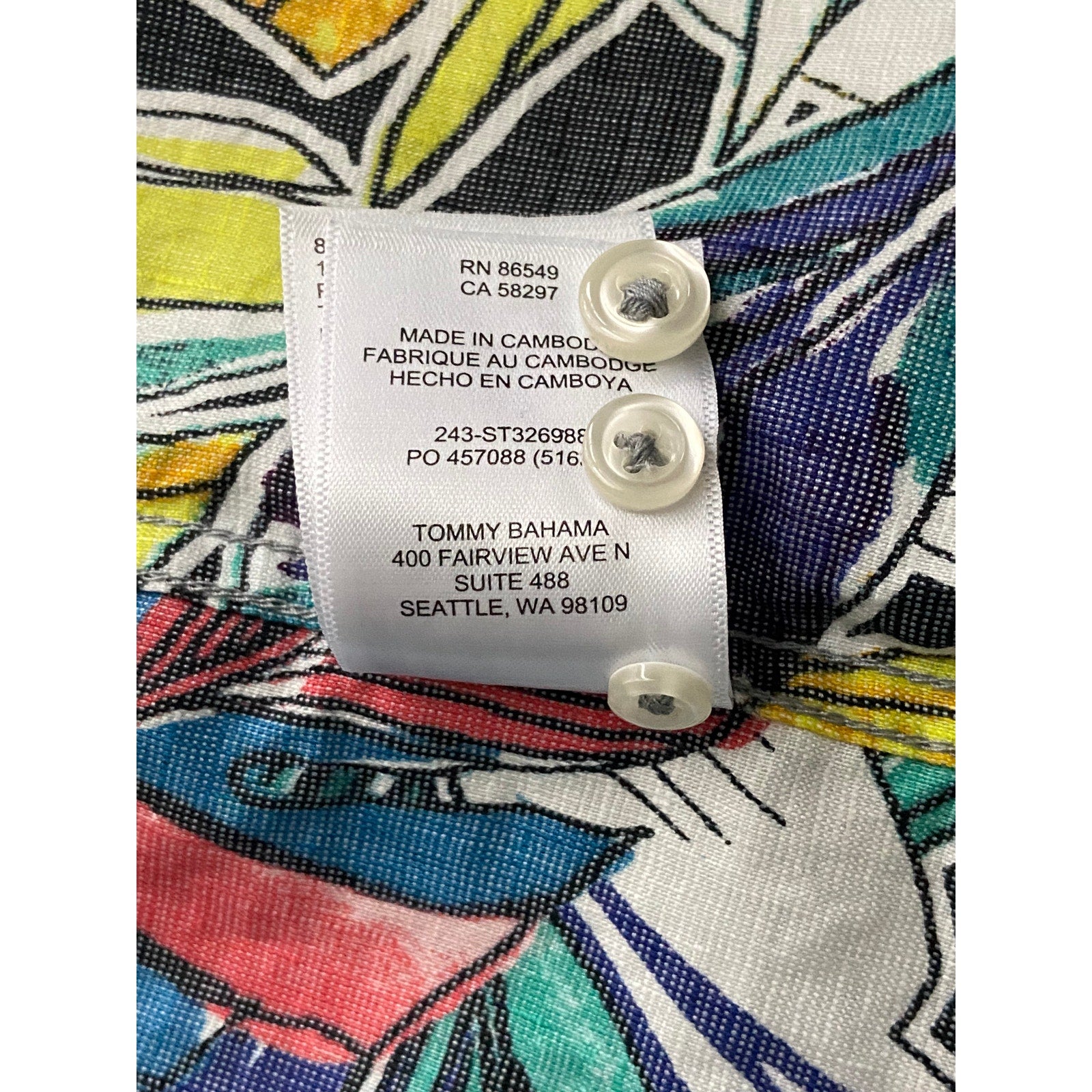 Tommy Bahama Shirt Men's XL "Barbados Breeze Stretch" Vines Linen Blend