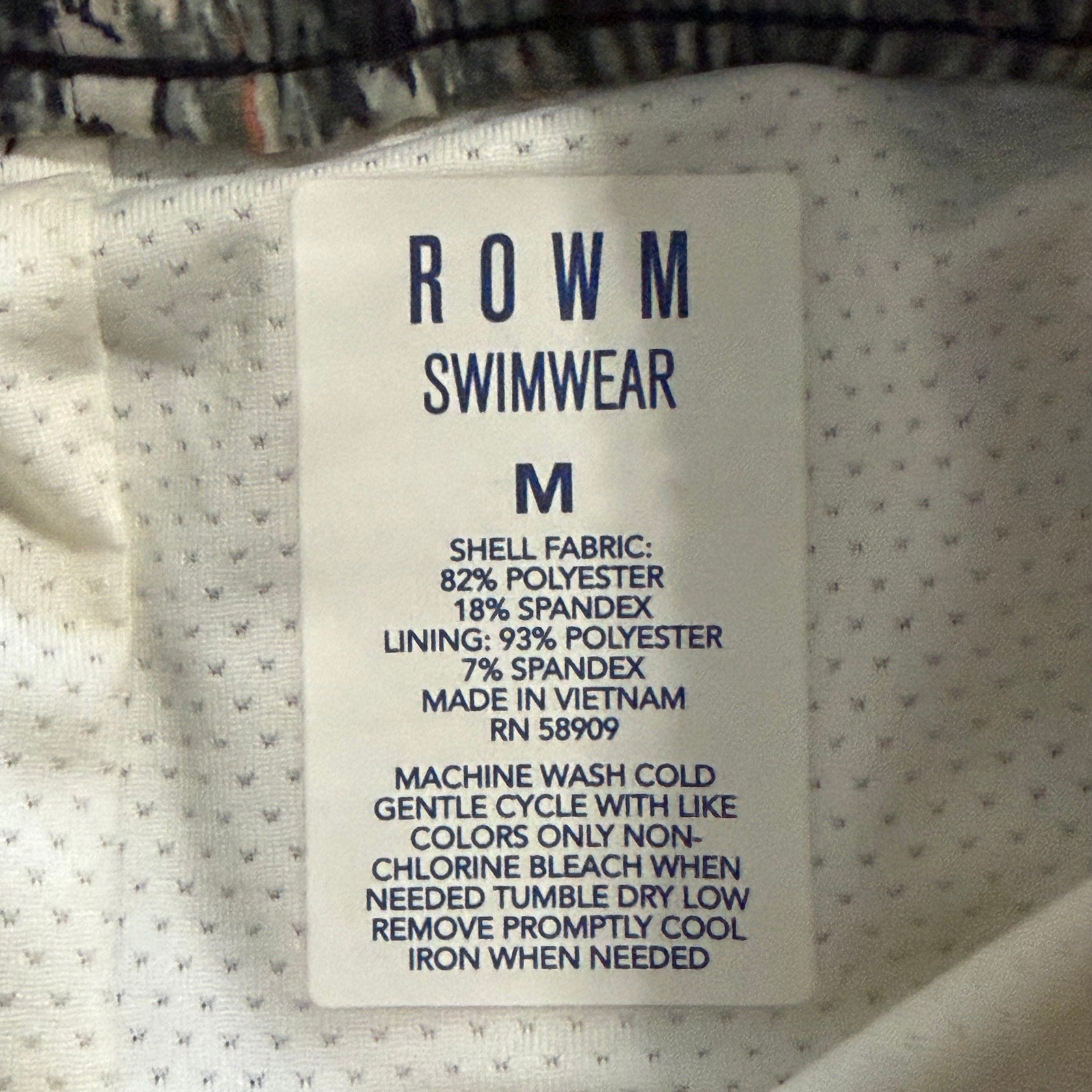 ROWM Swim Trunks Men's Medium Elastic Drawstring Waist Pockets Lined