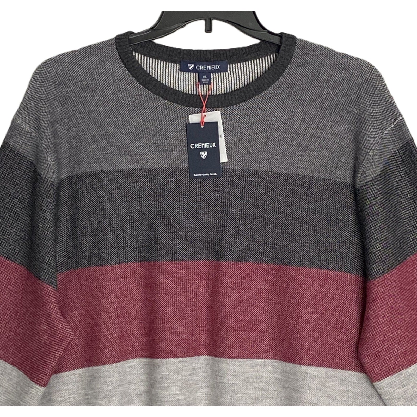 Daniel Cremieux Pullover Sweater Men's XL Fine Merino Wool Gray Burgundy