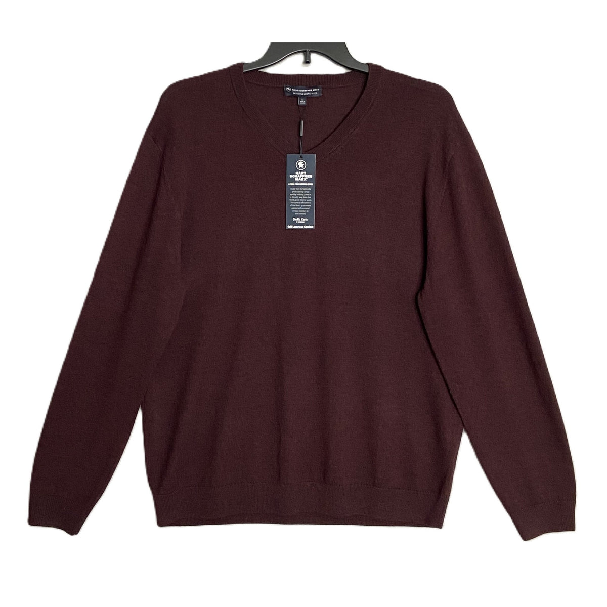 Hart Schaffner Marx Sweater Men's 3XB Big & Tall V-Neck Merino Wool Merlot NWT