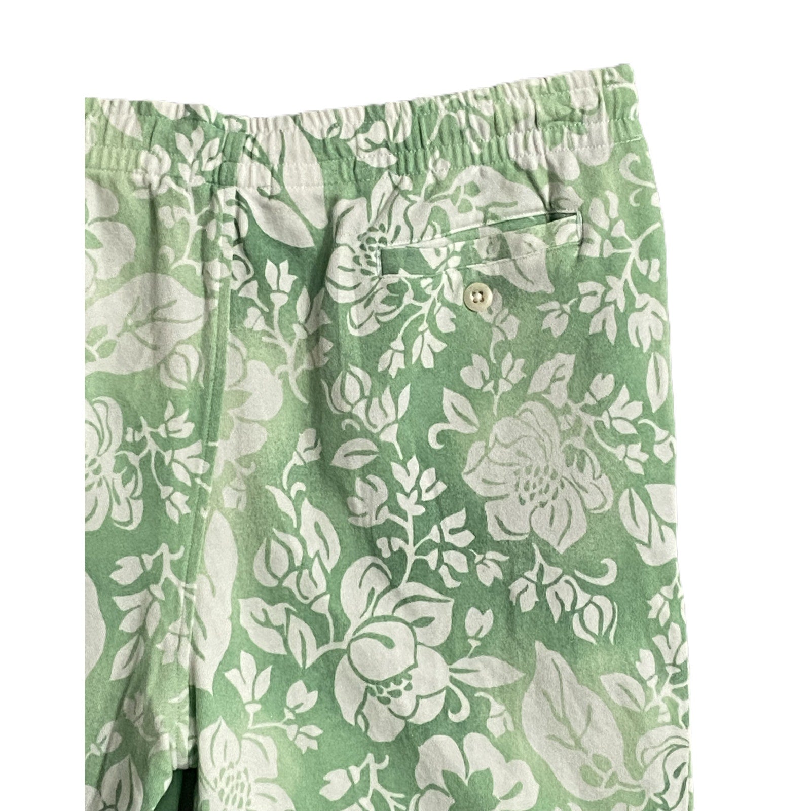 Polo Ralph Lauren Shorts Men's Large Fleece Shorts Drawstring Green White