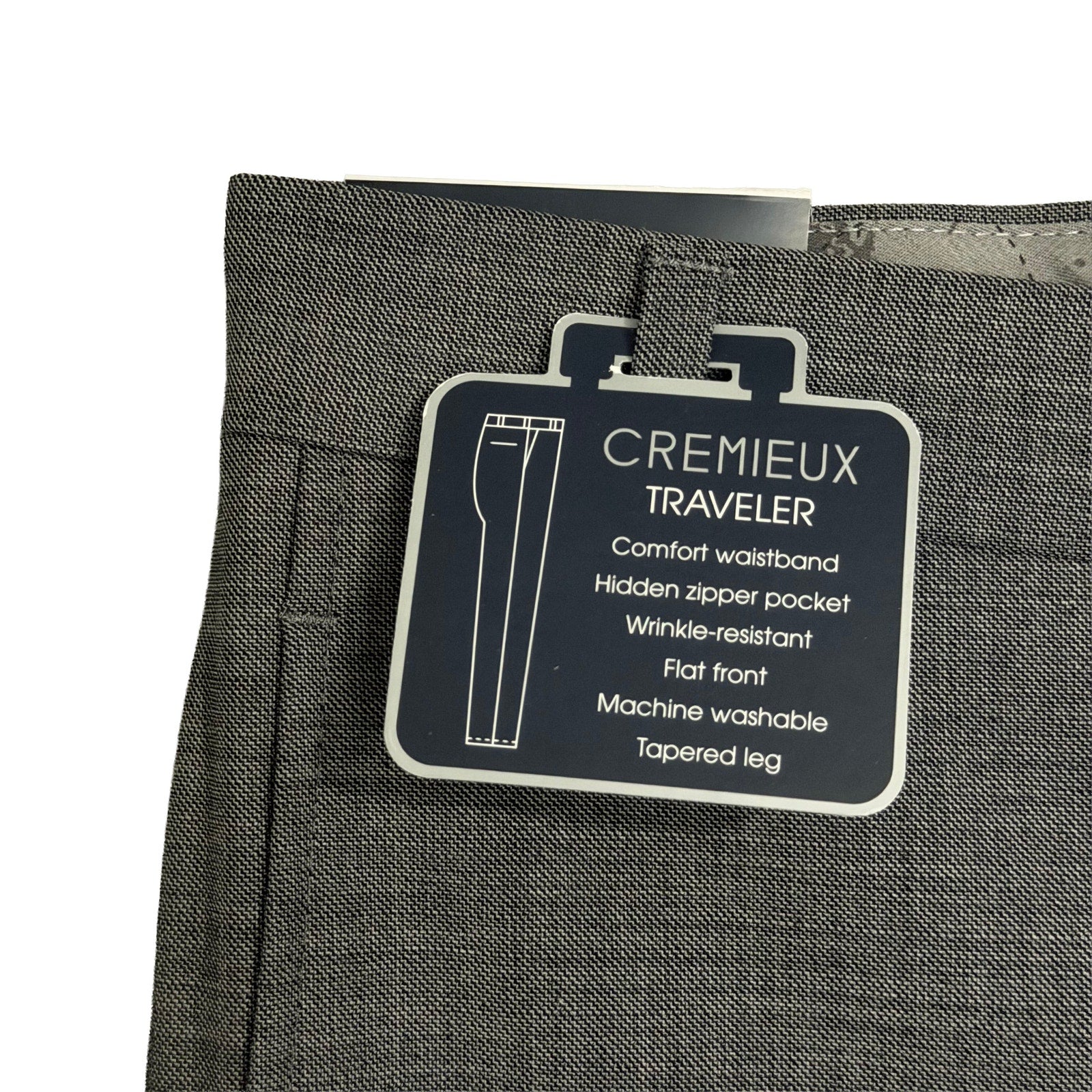 Daniel Cremieux Dress Pant Men's 46L Traveler Raw Hem Comfort Waist Gray