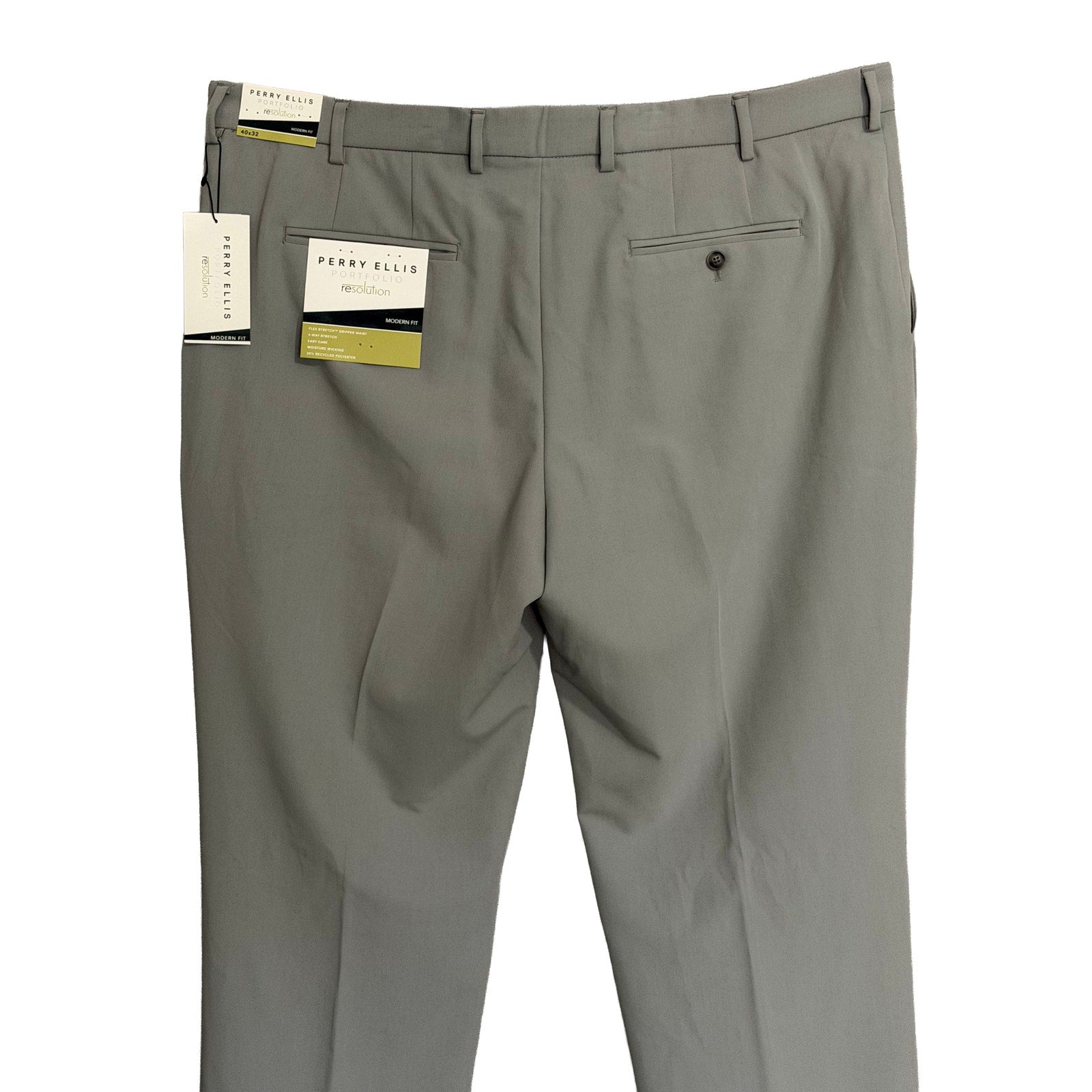 Perry Ellis Portfolio Pants Men's 40"x32" Modern Fit Dress Pant Chiseled Stone