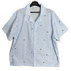 Lacoste Sleepwear Men's Large Poplin Pajama Shirt Cotton Blue Pinstripe