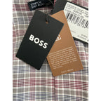 Boss Dress Shirt Men's Small 15-32/33 Sharp Fit Stretch Red & Black Plaid