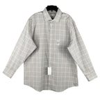 Calvin Klein Dress Shirt Men's Large Steel+ Regular Fit Stretch Grey Plaid