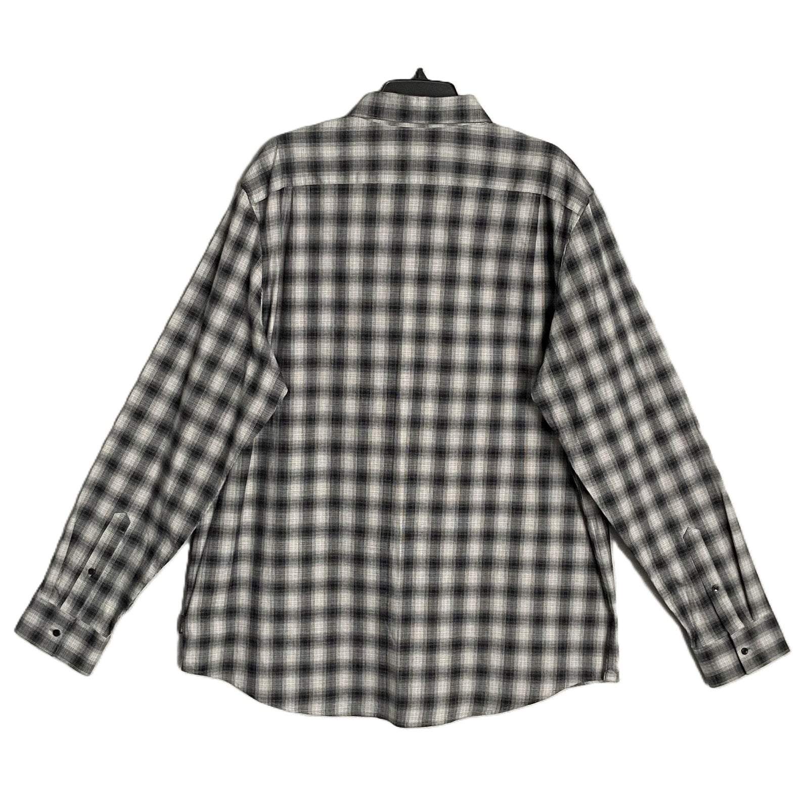Michael Kors Flannel Shirt Men's XXL Classic Fit Black Grey Plaid Stretch
