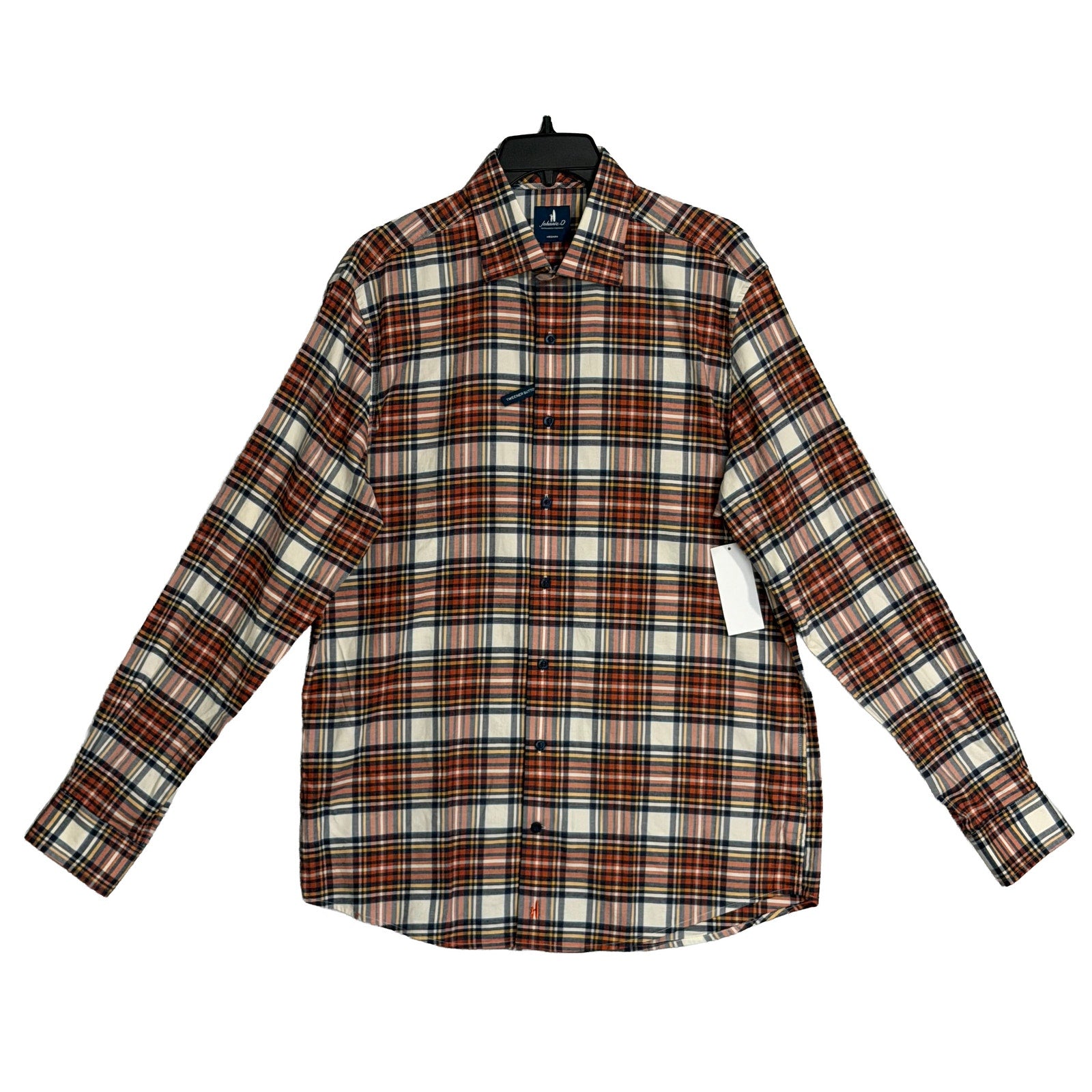 Johnnie-O Knick Performance Men's Medium Flannel Button-Down Shirt Pumpkin