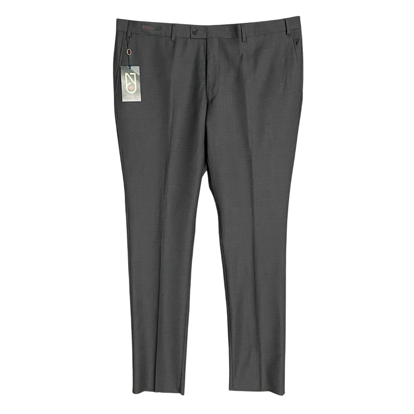Ted Baker London Joey Pant Men's 42R Wool Dress Pant Solid Gray Raw Hem