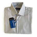 Nautica Dress Shirt Men's 14-14.5 32/33 Performance Slim Fit Blue Check