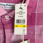 Tommy Bahama Shirt Men's Medium "Barbados Breeze Stretch" Shirt Pink Linen