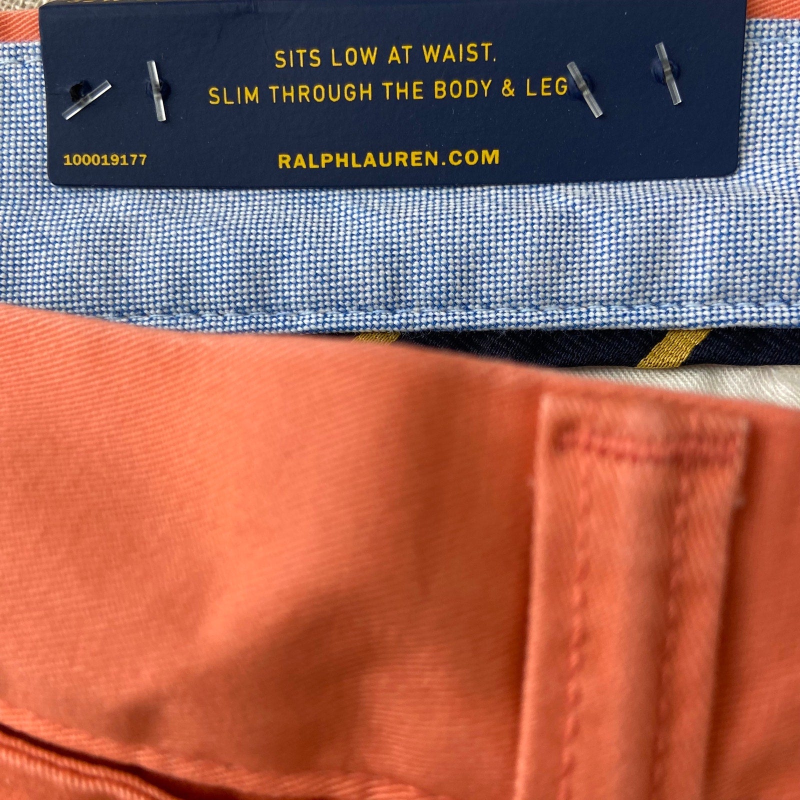 Polo Ralph Lauren Pants Men's 32x32 Slim Stretch Cotton Twill Chino Orange