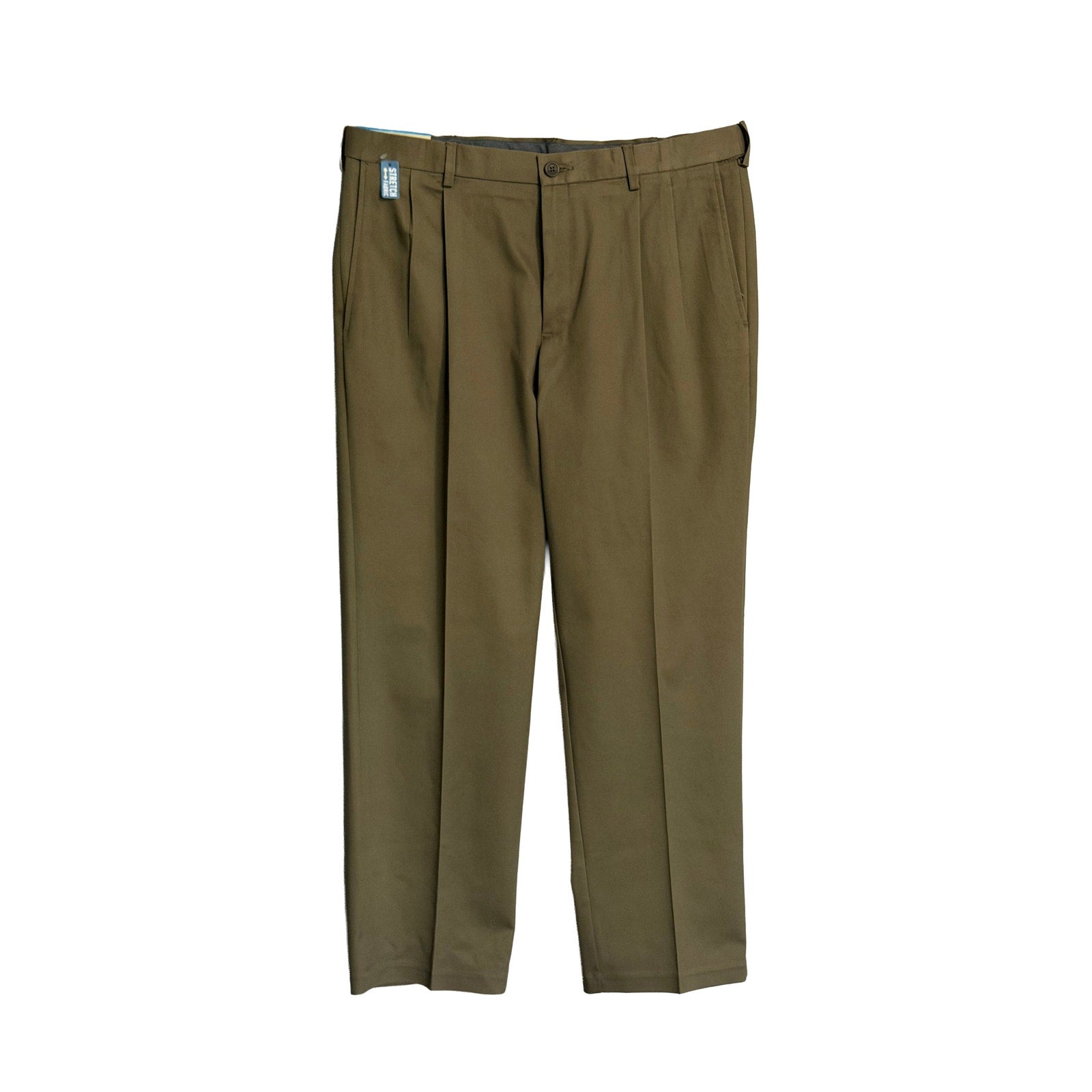 Haggar Men's 36x30 Premium No Iron Khaki Pleated Front Stretch Toast (Brown)